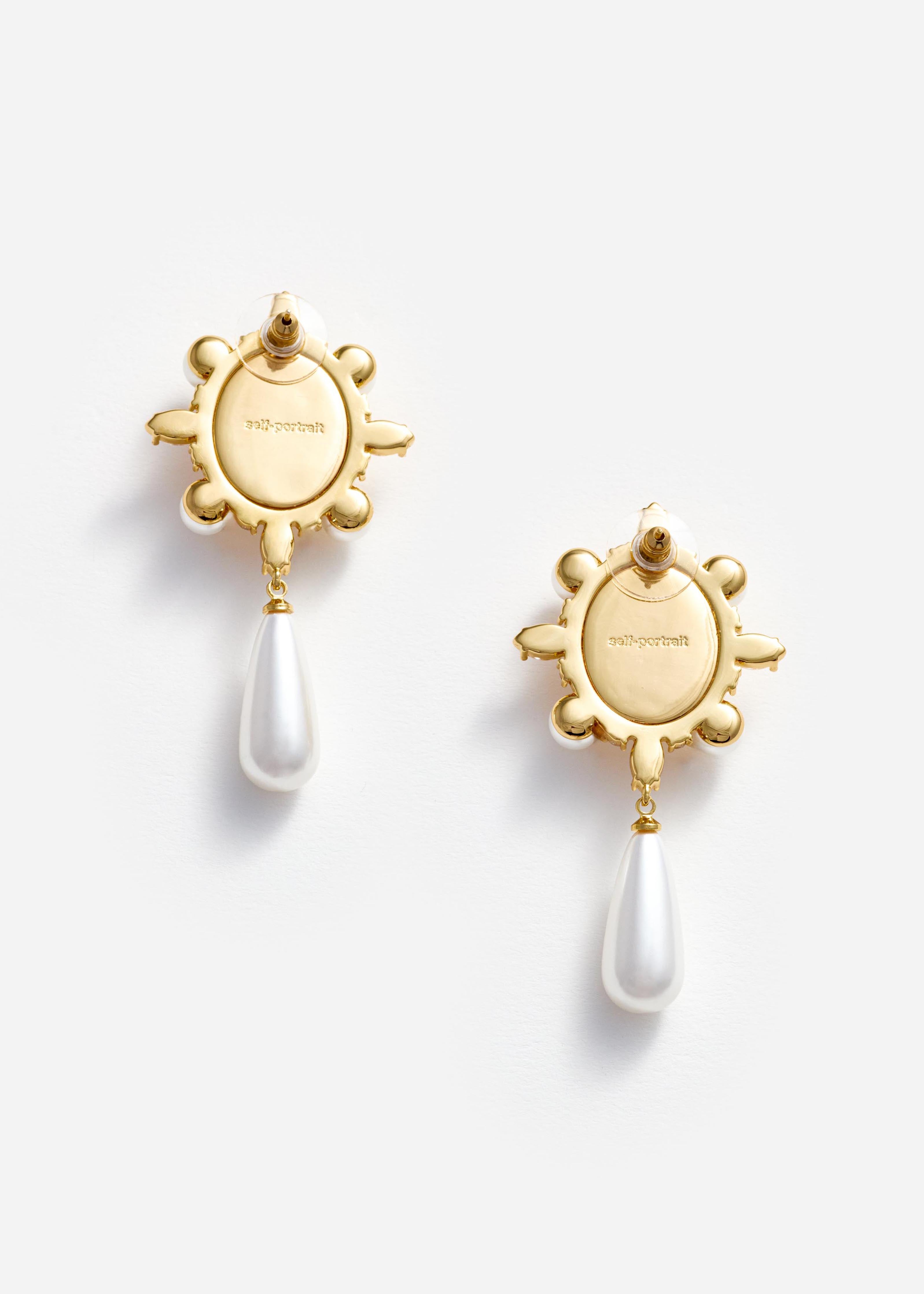 Self Portrait Gold Pearl Droplet Ohrringe Gold Perle
