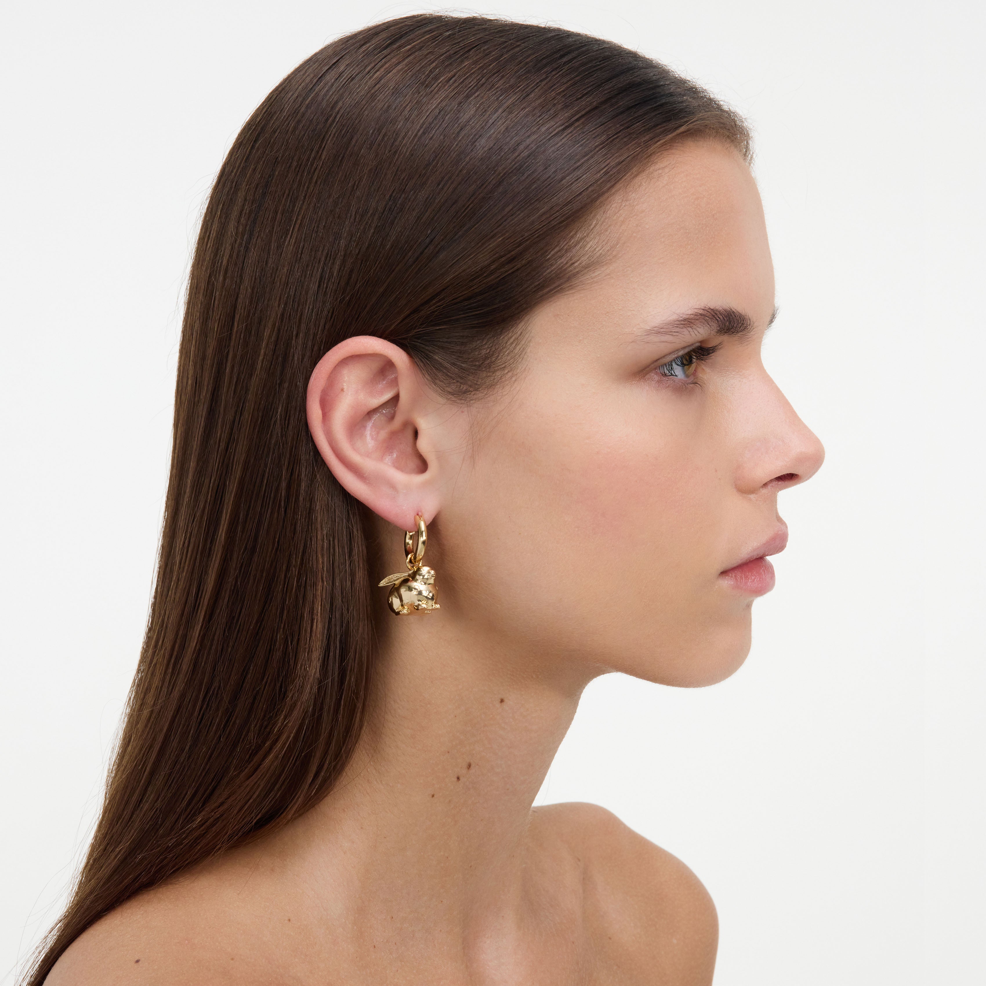 Self Portrait Gold Crystal Bunny Ohrringe Gold Hoop