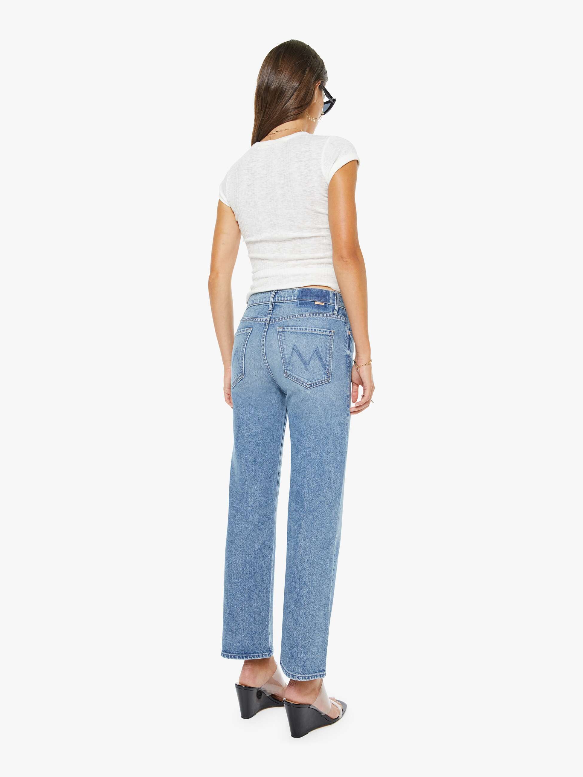 Mother Kick It Ankle Jeans Birds Gone Wild High-Rise Hellblau