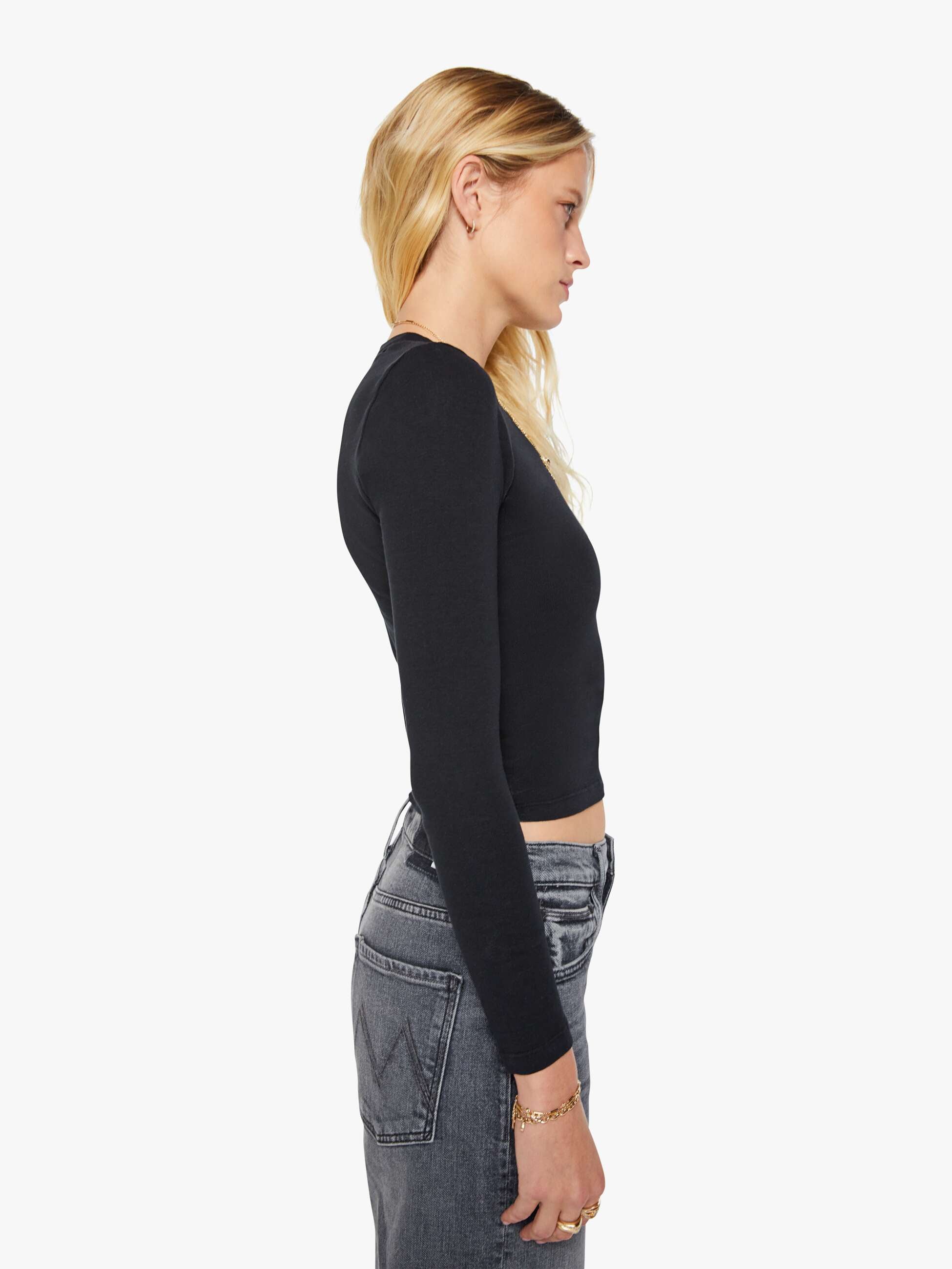 Mother Itty Bitty Crop Langarmshirt schwarz XS-XL
