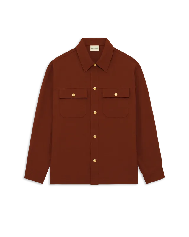 Drôle De Monsieur Surchemise à Poches Hemd Brick Wollmix
