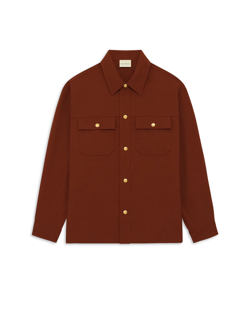 Drôle De Monsieur Surchemise à Poches Hemd Brick Wollmix