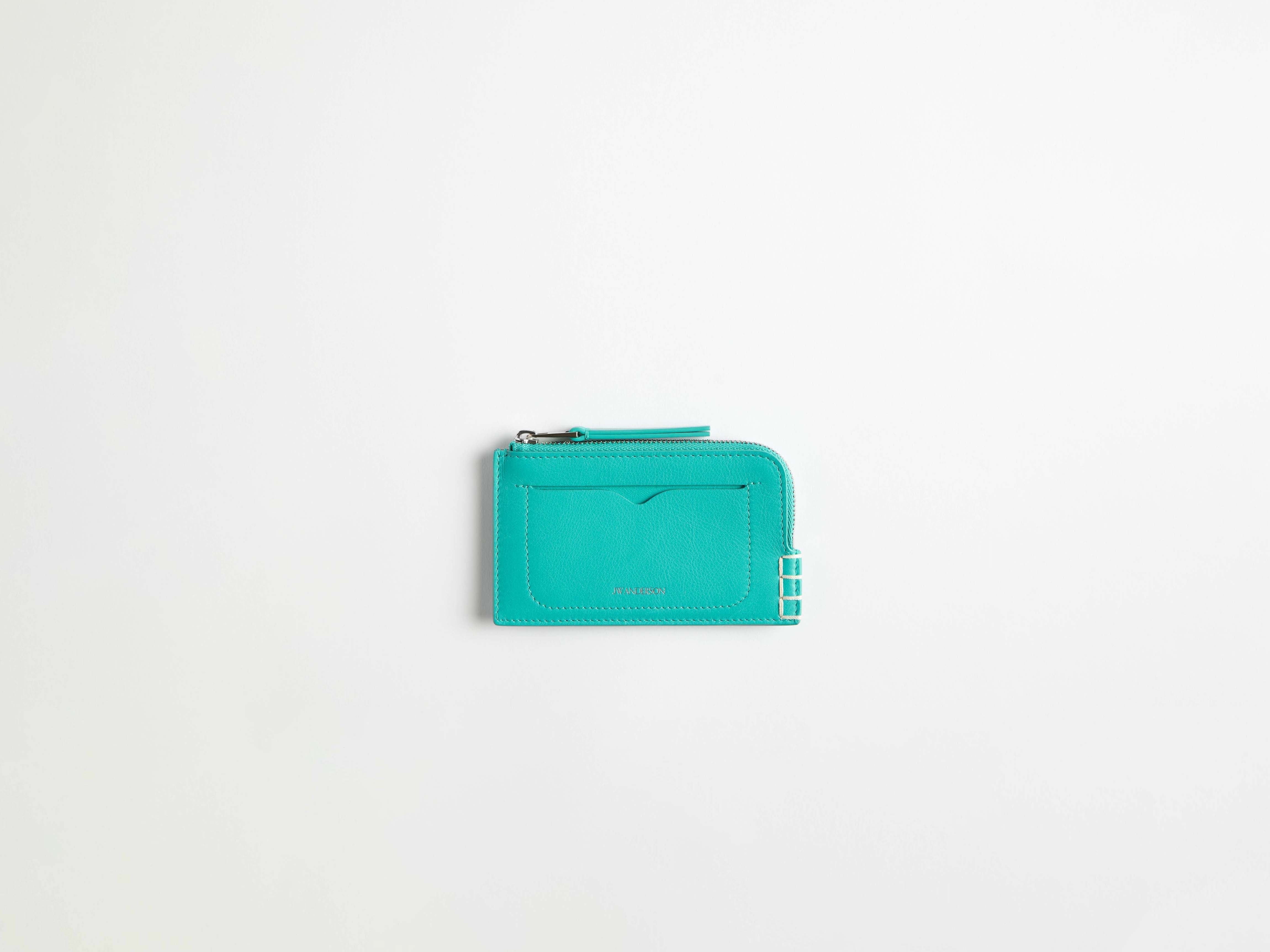 J.W.Anderson Loafer Zip Wallet Geldbörse Türkis Leder
