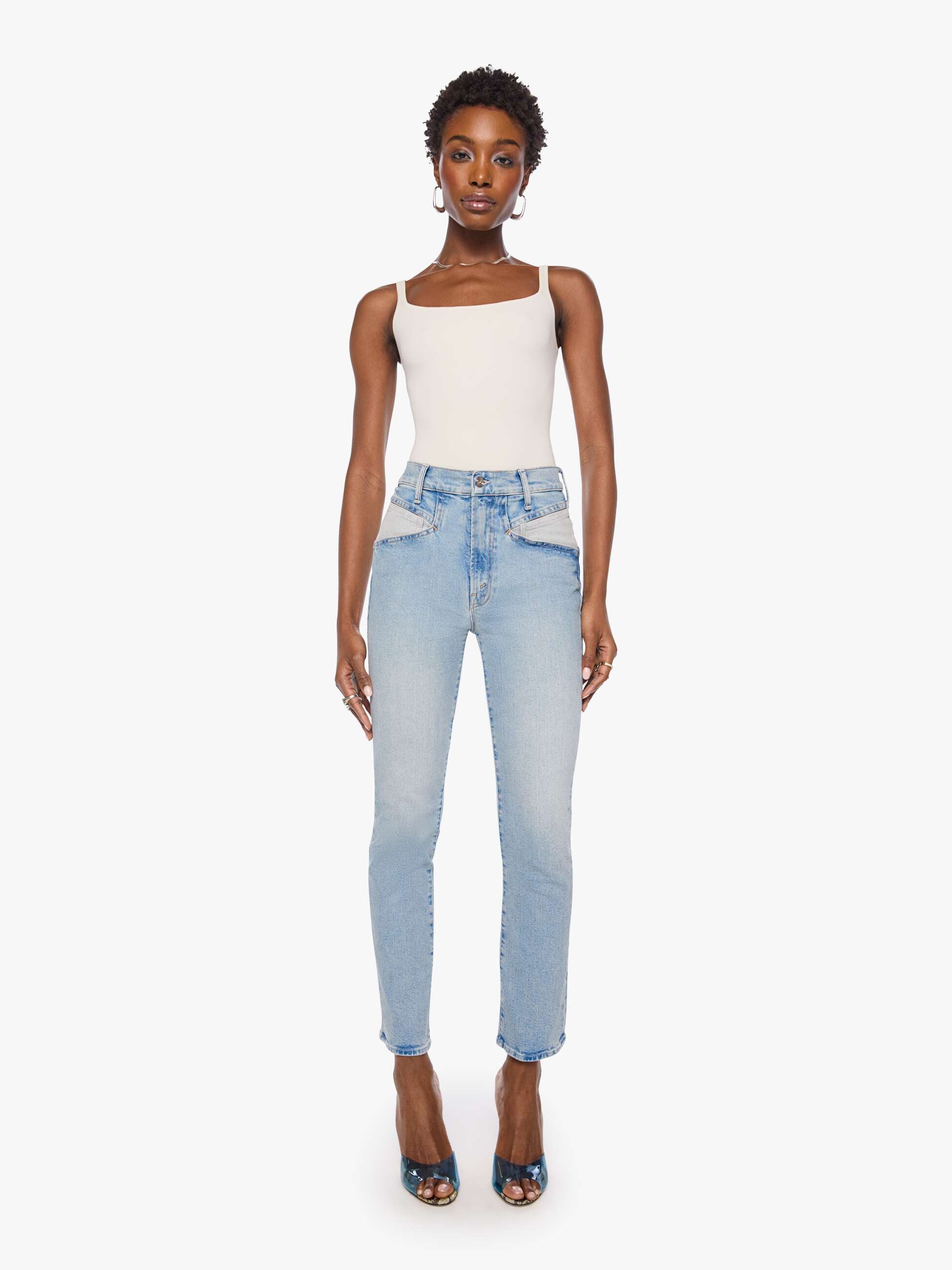 Mother Dazzler Hover Straight Jeans Dancercise Blau