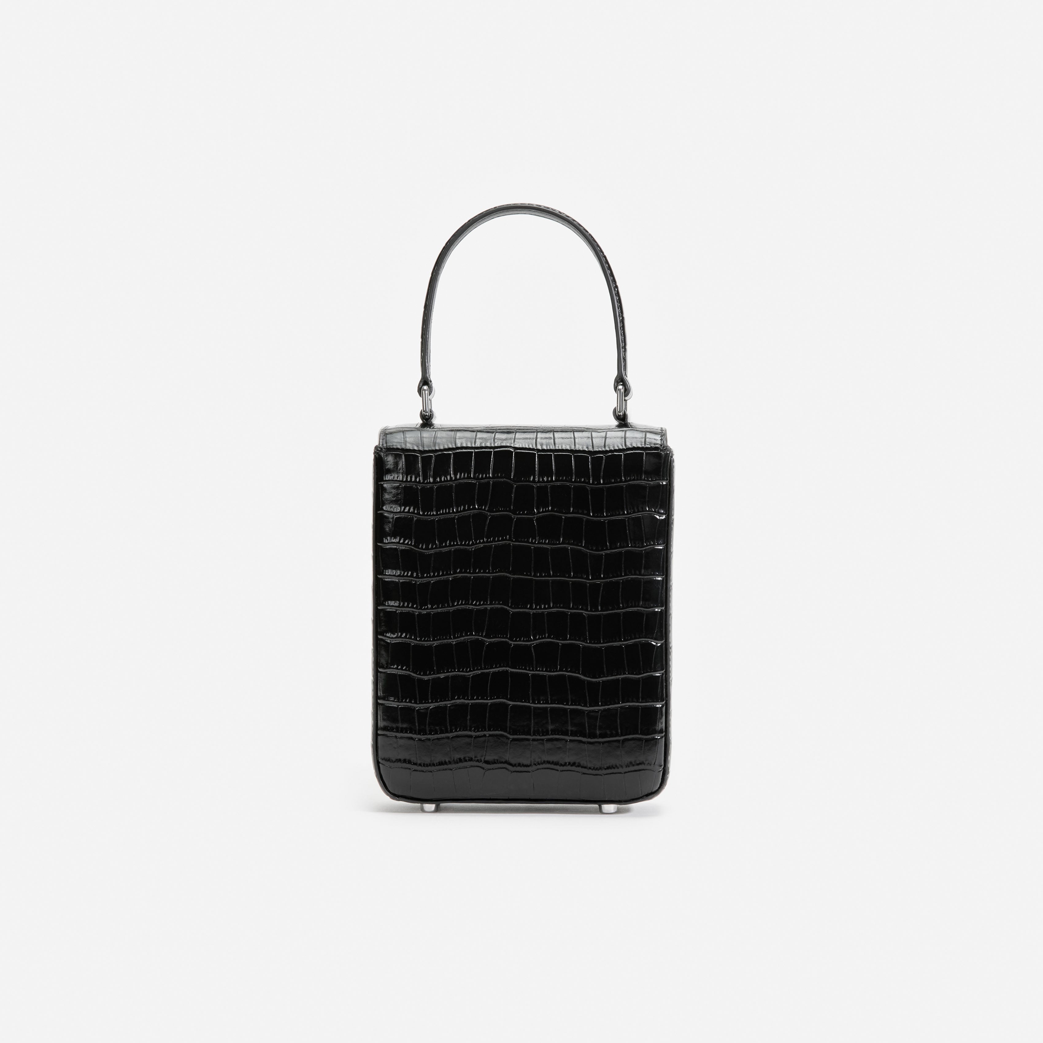 Self Portrait Structured Mini Bag Handtasche schwarz Krokoleder