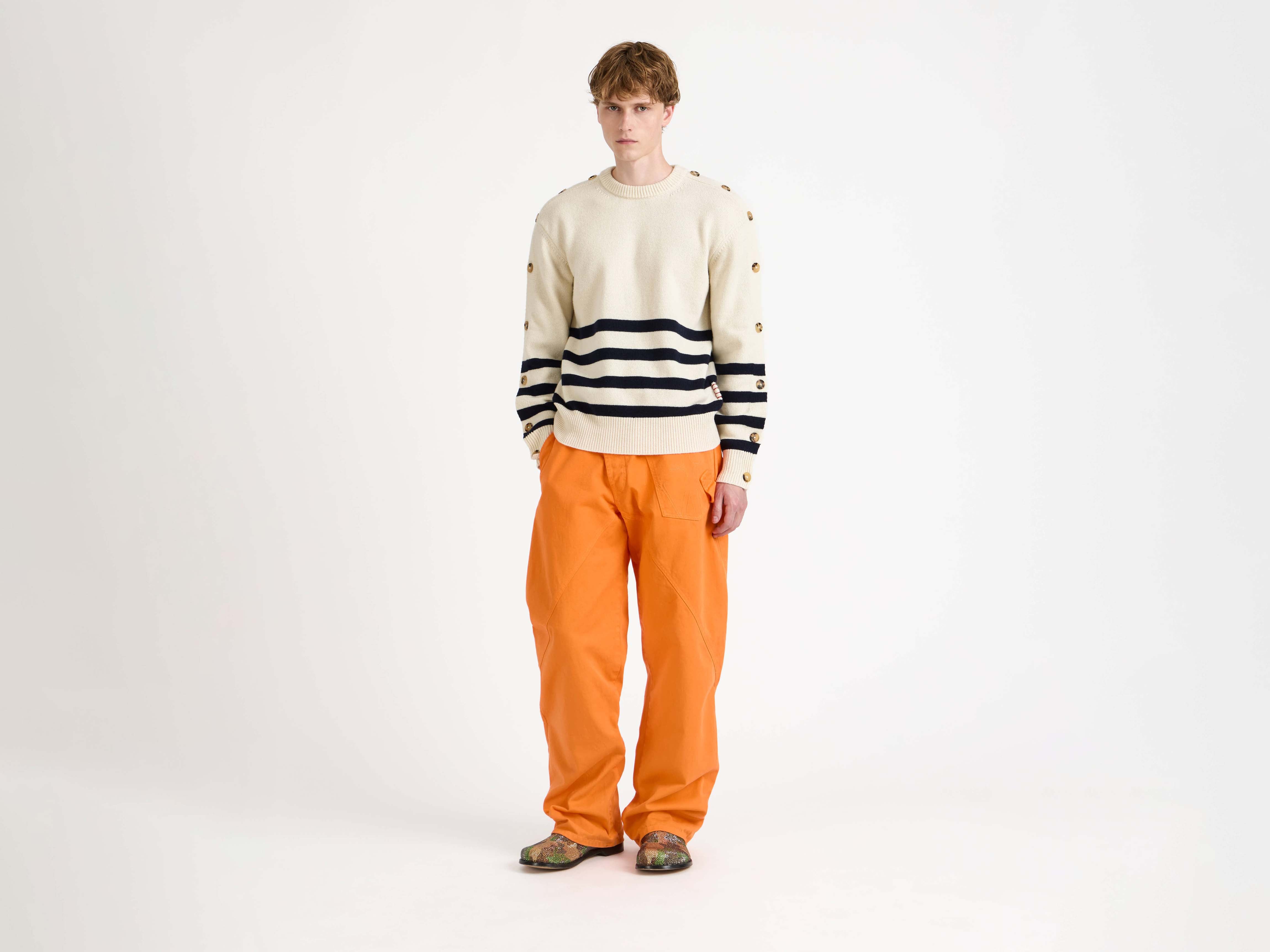 J.W.Anderson Knitwear Breton Jumper Pullover Ivory Herren