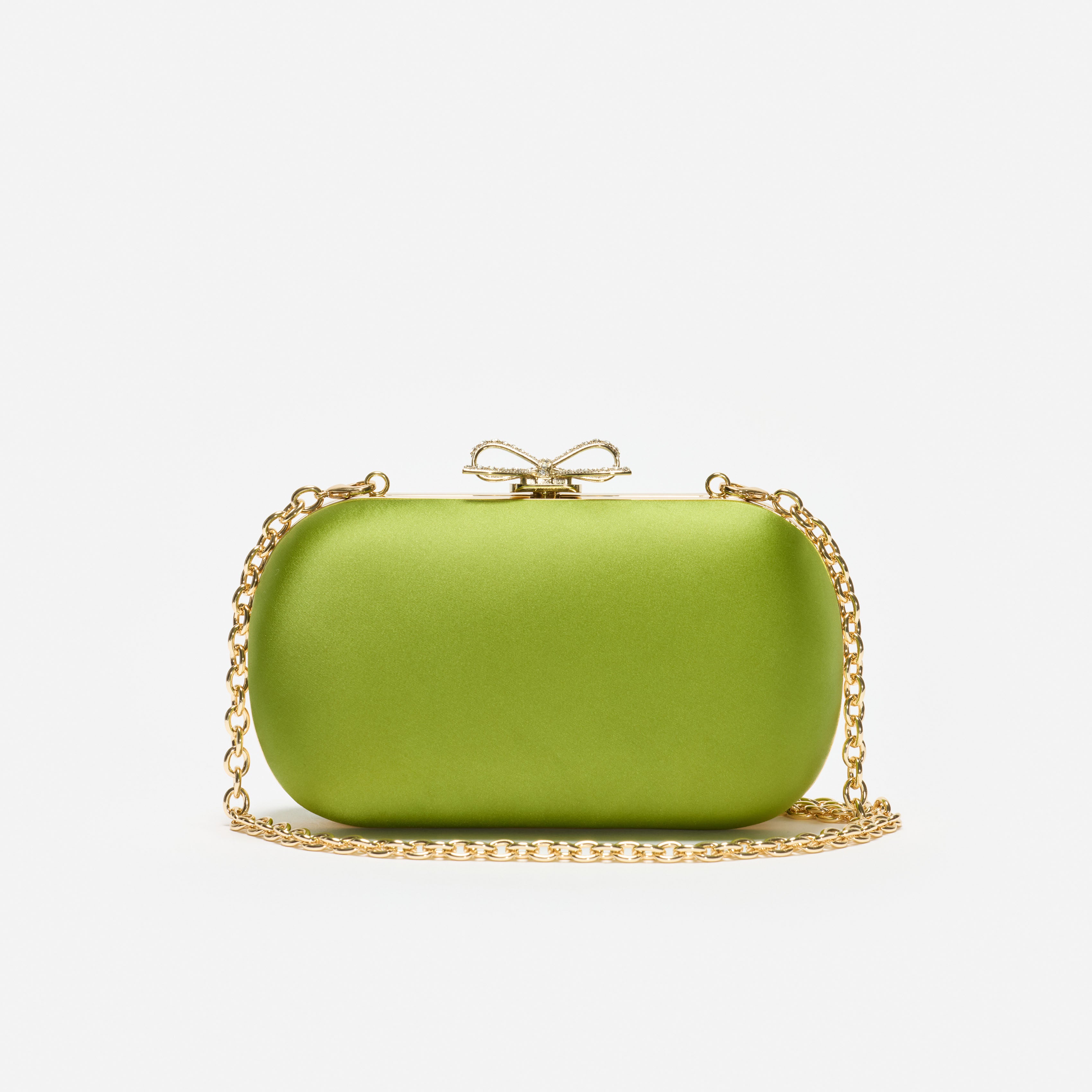 Self Portrait Green Satin Clutch Tasche Grün Mini