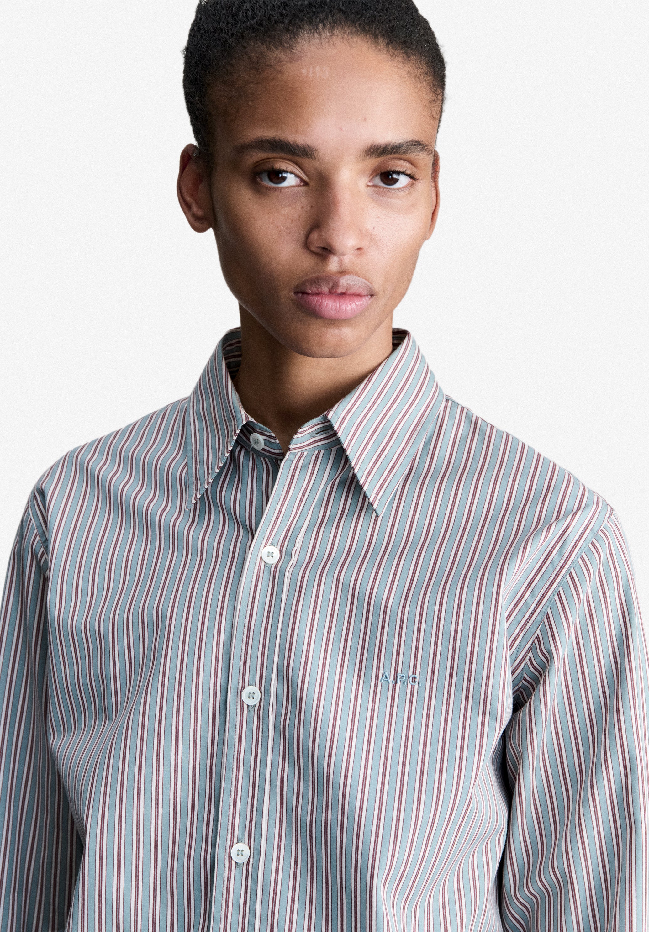 A.P.C. Blaues gestreiftes Hemd Popelinehemd gestreift