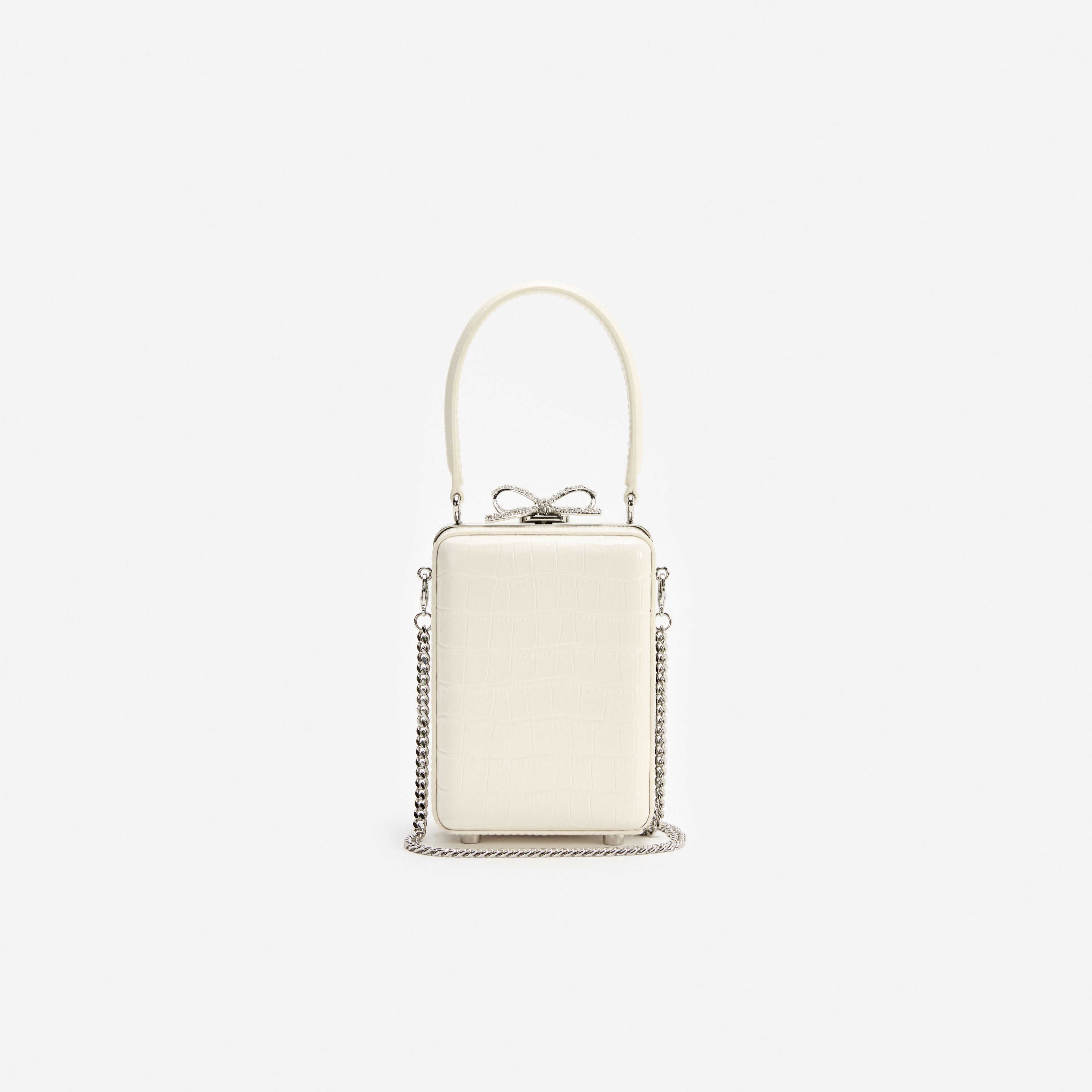 Self Portrait Cream Croc Micro Bag Handtasche Creme Leder