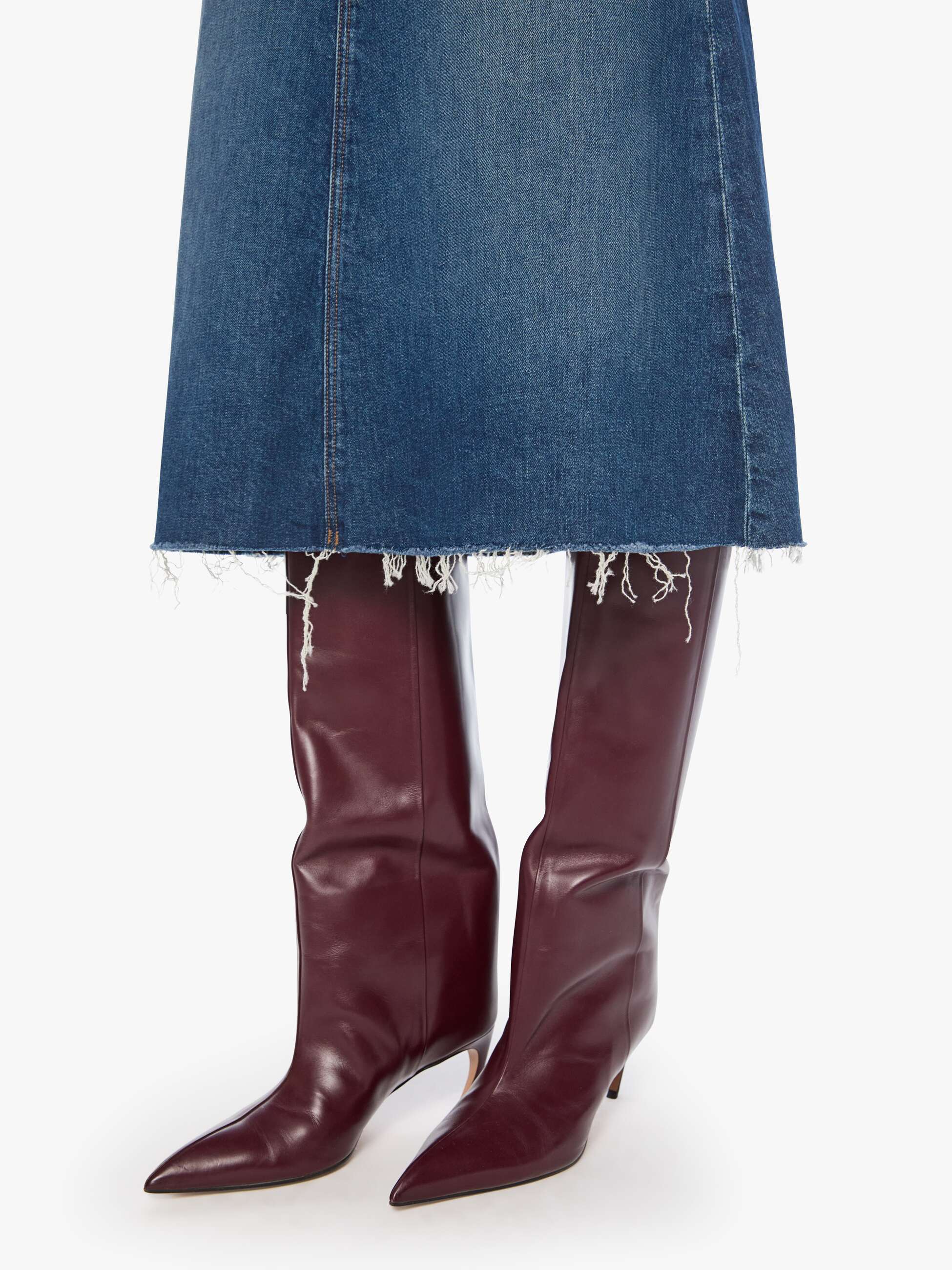 Mother Circle Midi Fray Jeansrock Buckaroo Blau