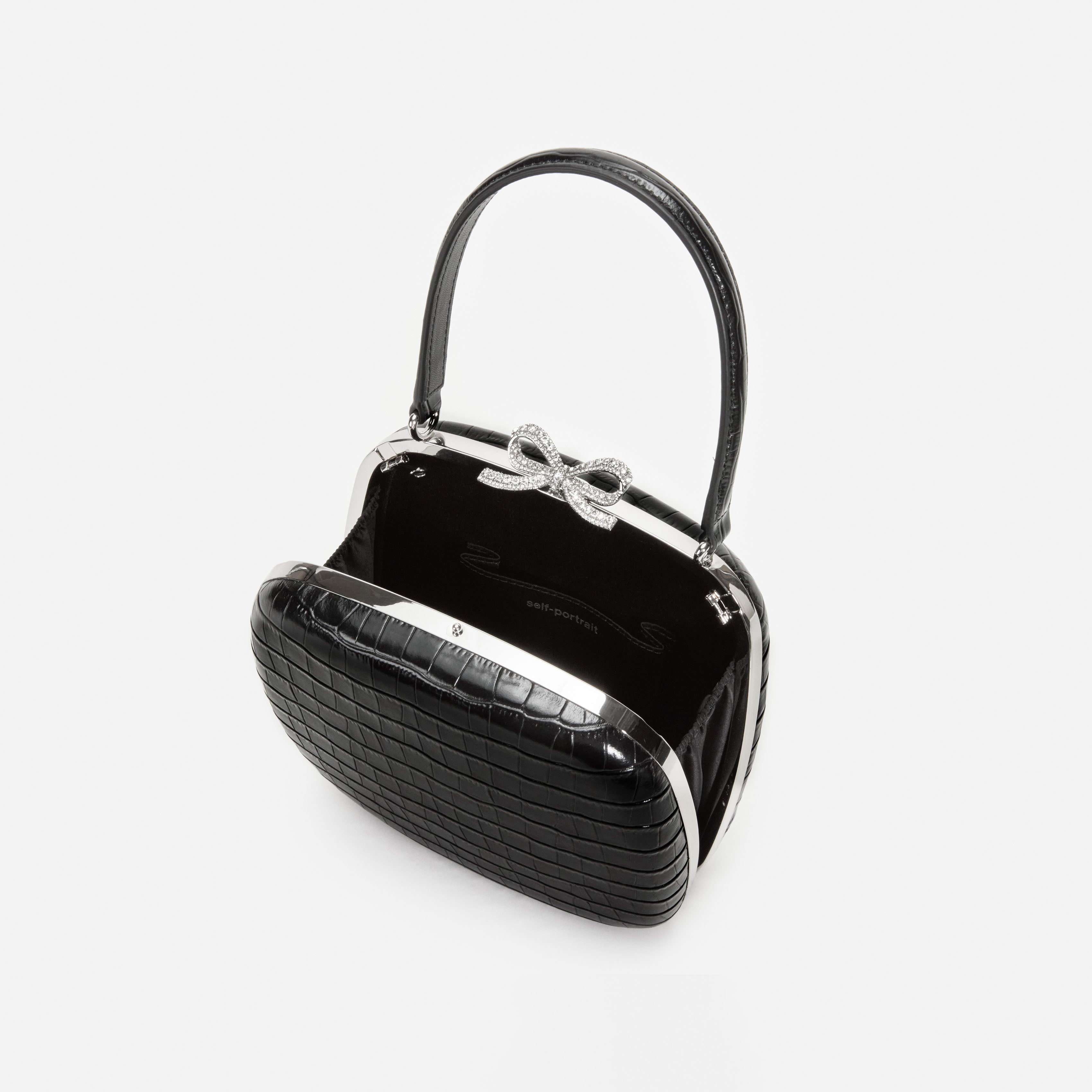 Self-Portrait Black Croc Mini Tasche Leder schwarz