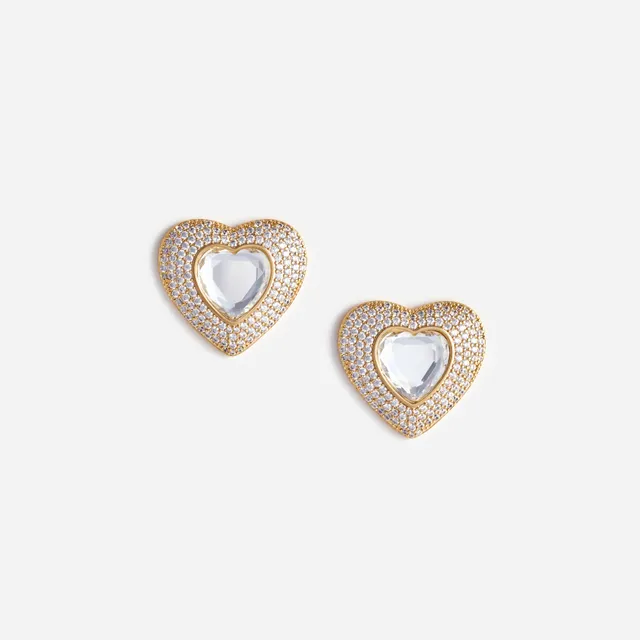 Self Portrait Jewellery Gold Crystal Heart Ohrstecker gold