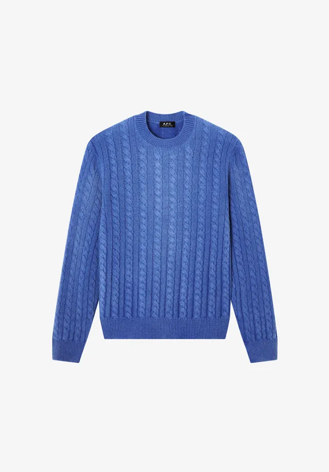 A.P.C. Zopfstrickpullover blau Kaschmirwolle weiter Schnitt
