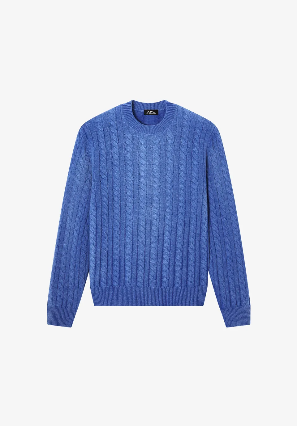 A.P.C. Zopfstrickpullover blau Kaschmirwolle weiter Schnitt