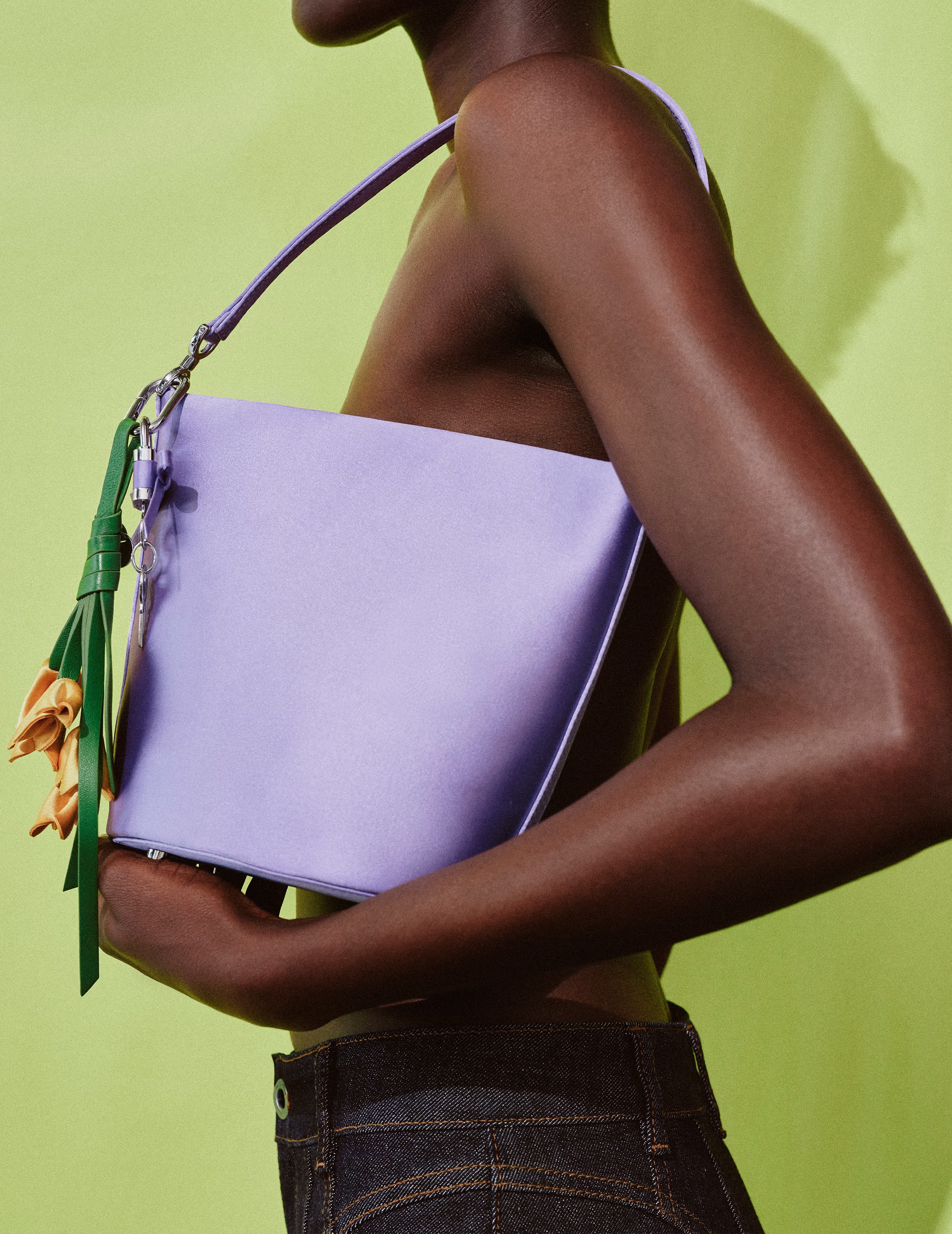 Self Portrait Lilac Satin Bucket Tasche Lila