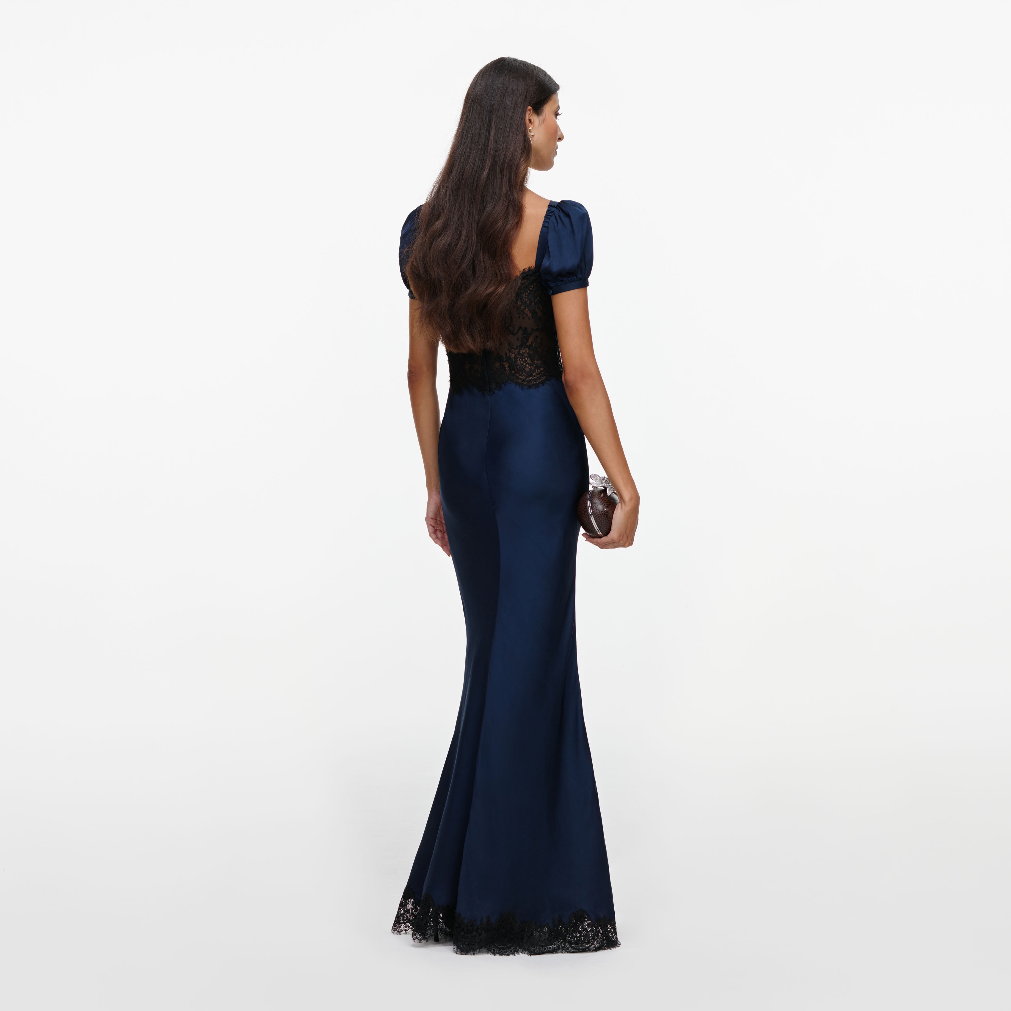 Self Portrait Navy Viscose Lace Maxikleid Navy Spitze