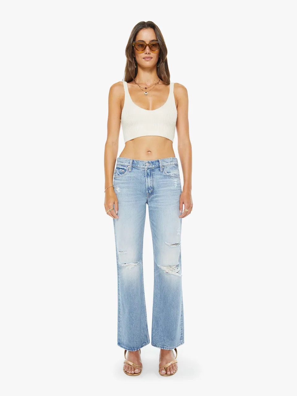 Mother The Bookie Nerdy Bootcut Jeans FAFO Hellblau