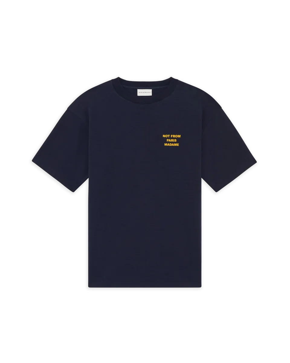 Drôle De Monsieur Bold Slogan T-Shirt Navy Baumwolle