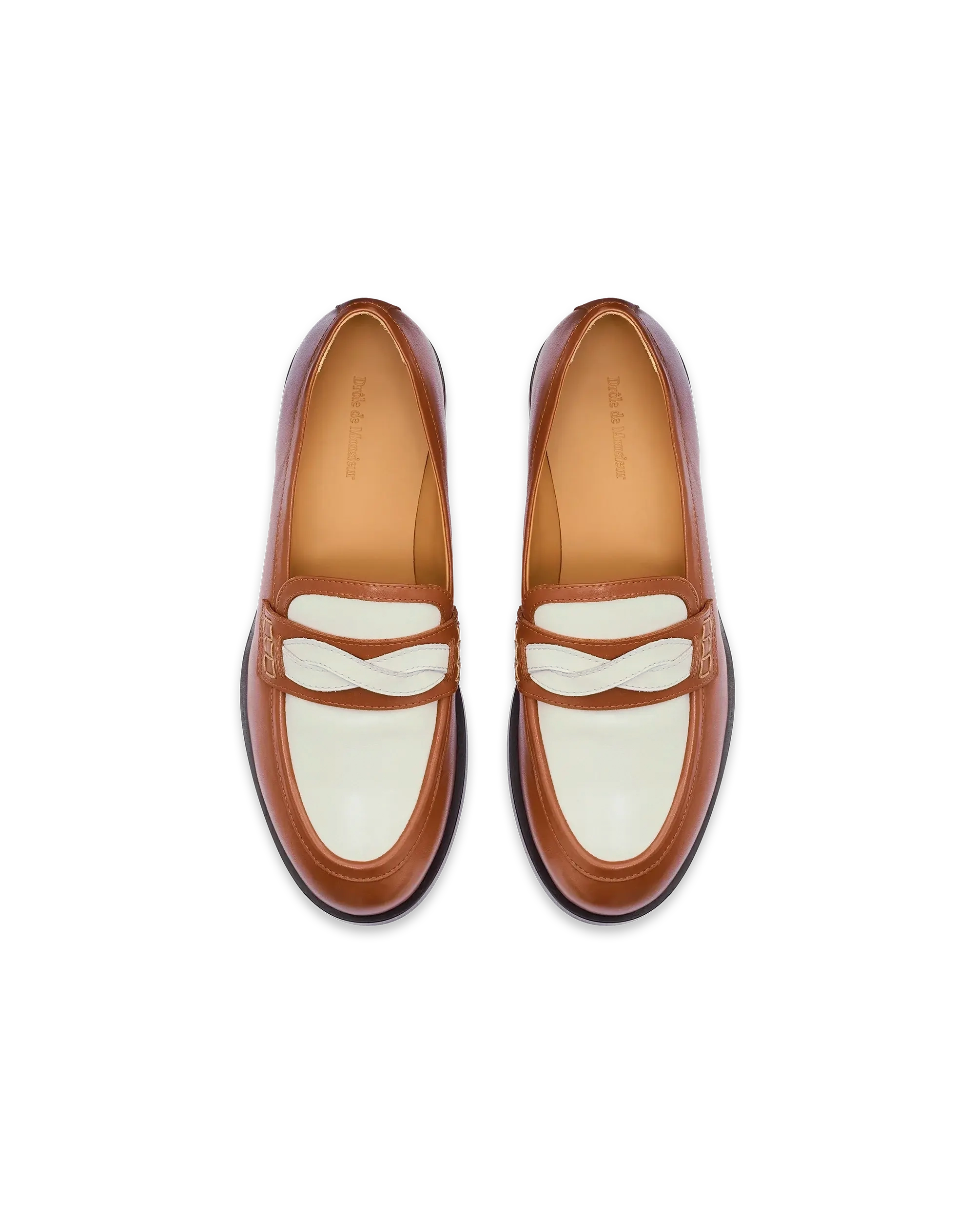 Drôle De Monsieur Mocassin Tresse Loafer Camel Leder