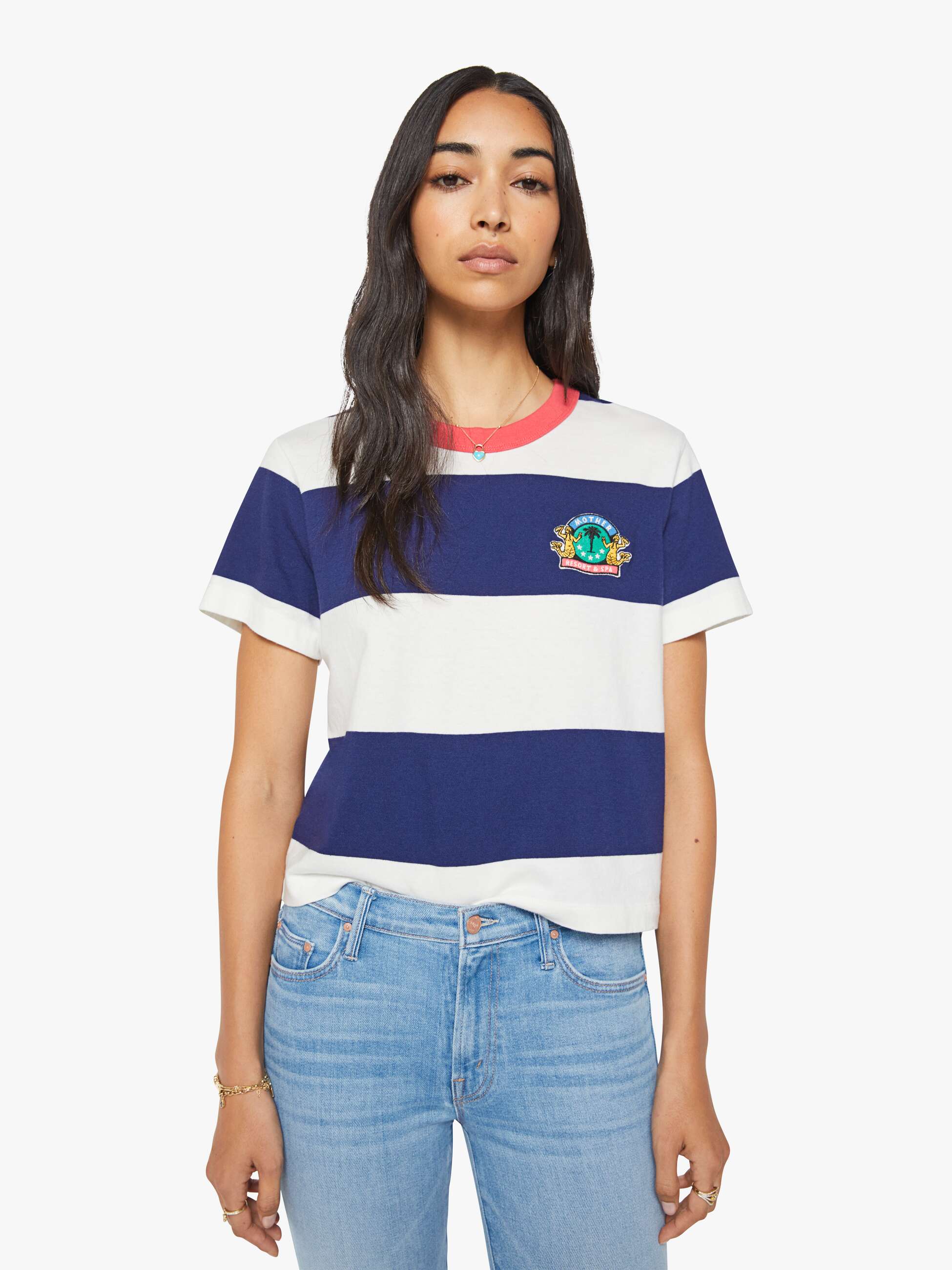 Mother The Boxy Goodie Goodie T-Shirt Streifen Patch
