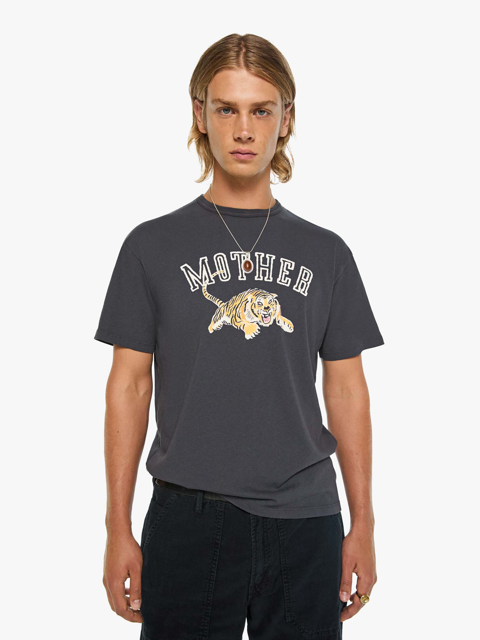 MOTHER The Lowdown T-Shirt Tiger Schwarz