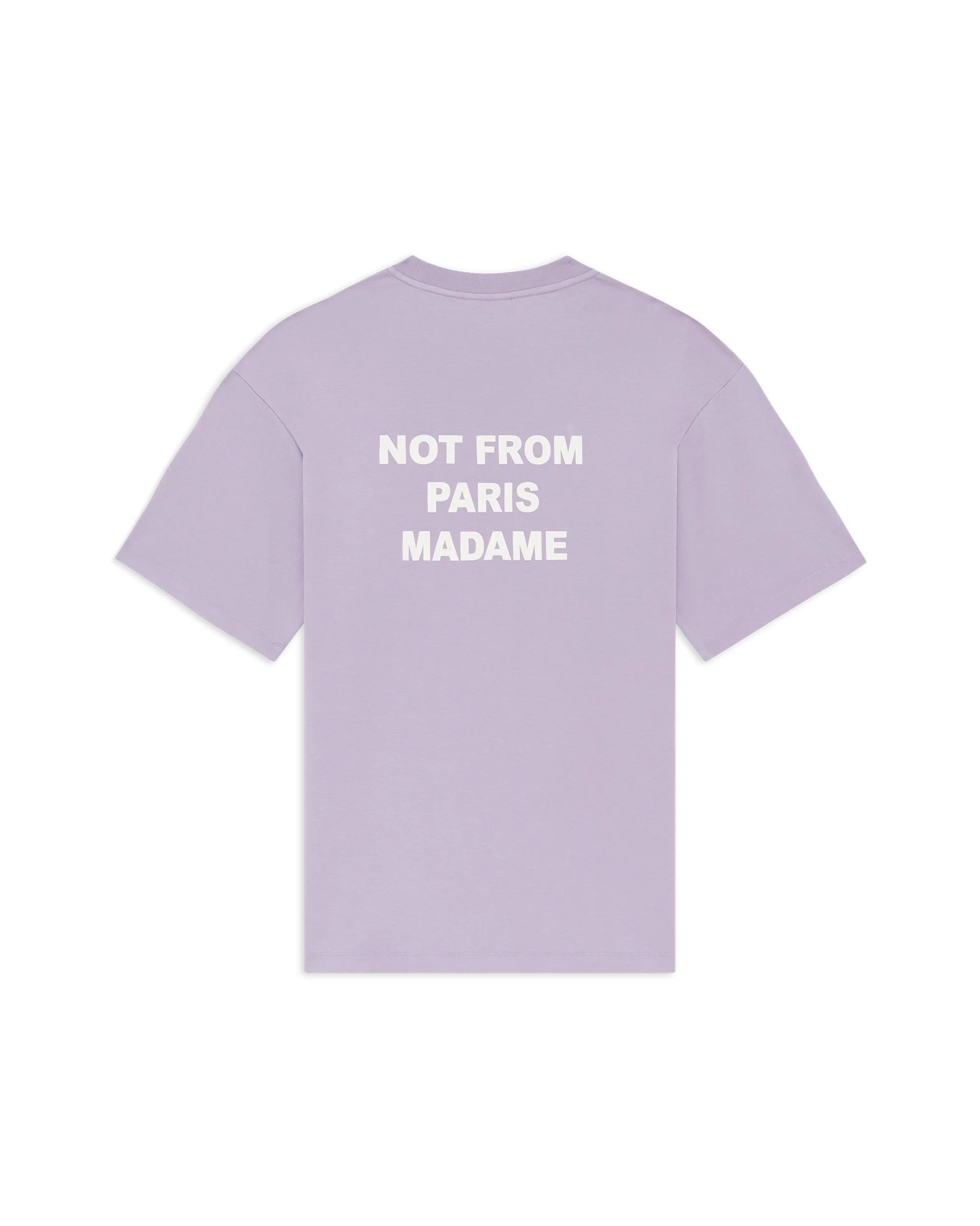 Drôle de Monsieur Slogan T-Shirt Lavendel Baumwolle