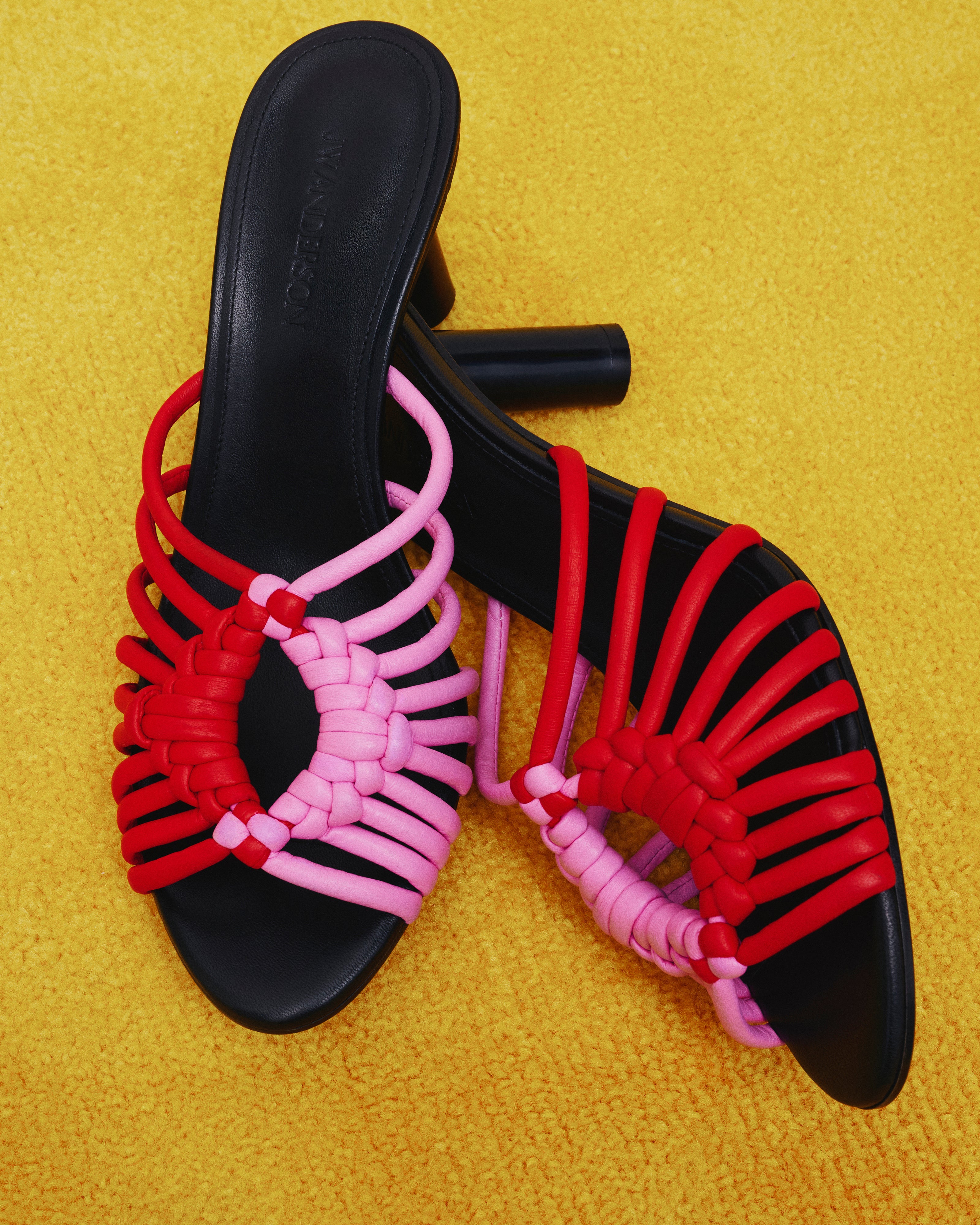 J.W.Anderson Woven Heeled Plot Sandale Rot Pink Leder