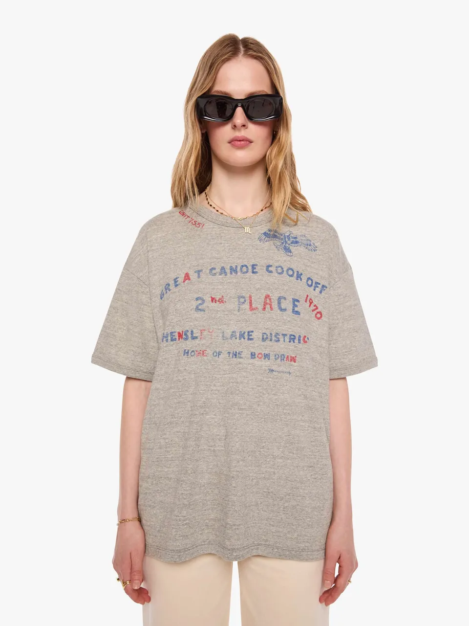 Mother The Lowdown T-Shirt Canoe Cook Off grau Oversize