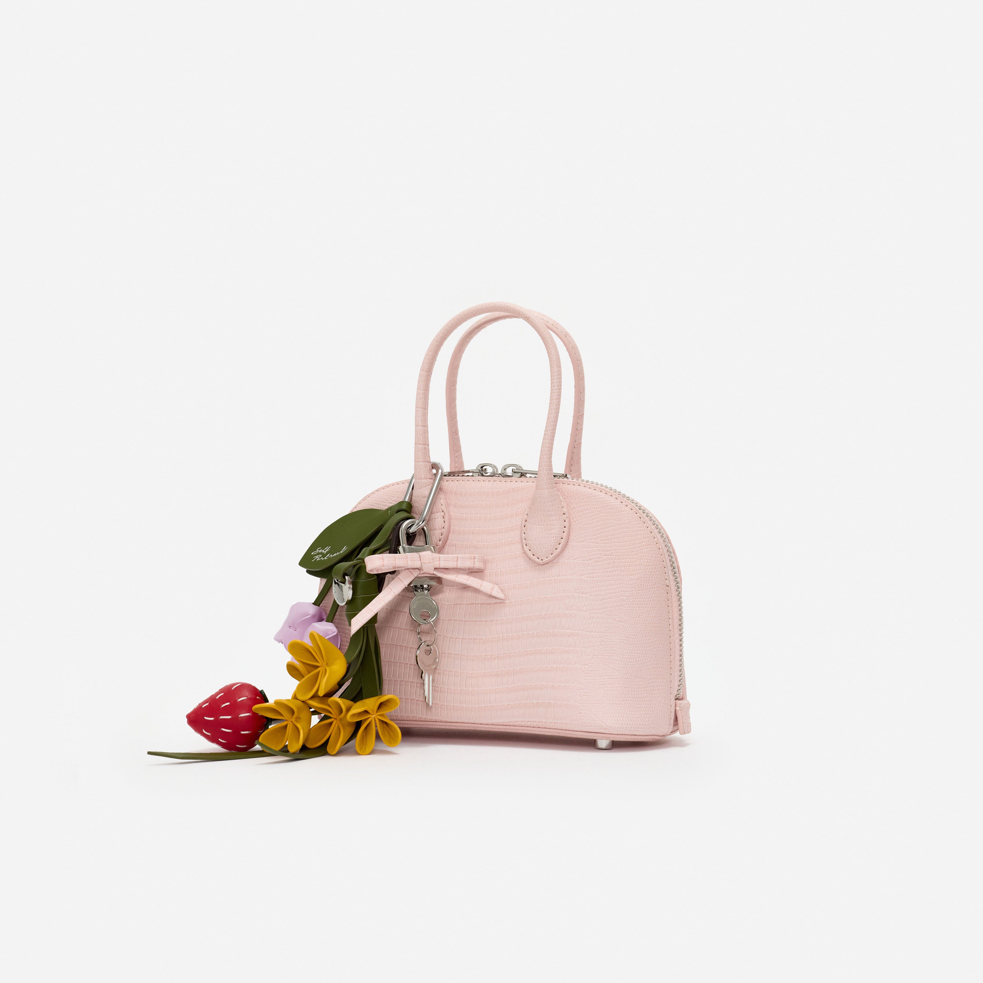 Self Portrait Embossed Leather Pink Mini Bag Tasche Rosa