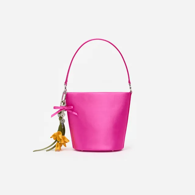 Self Portrait Pink Satin Bucket Bag Pink Schultertasche