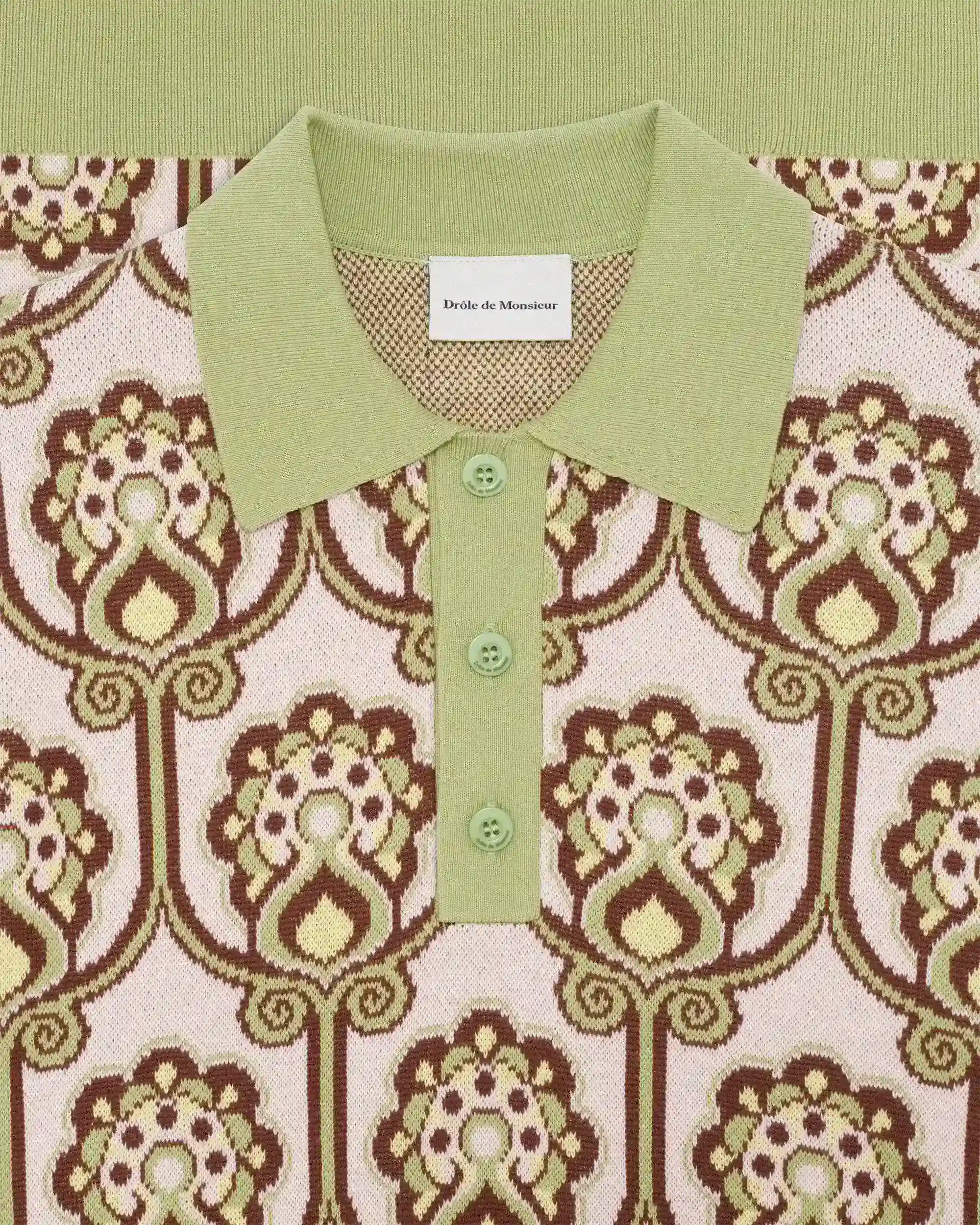 Drôle De Monsieur Tapisserie Strickpolo hellrosa Baumwolle