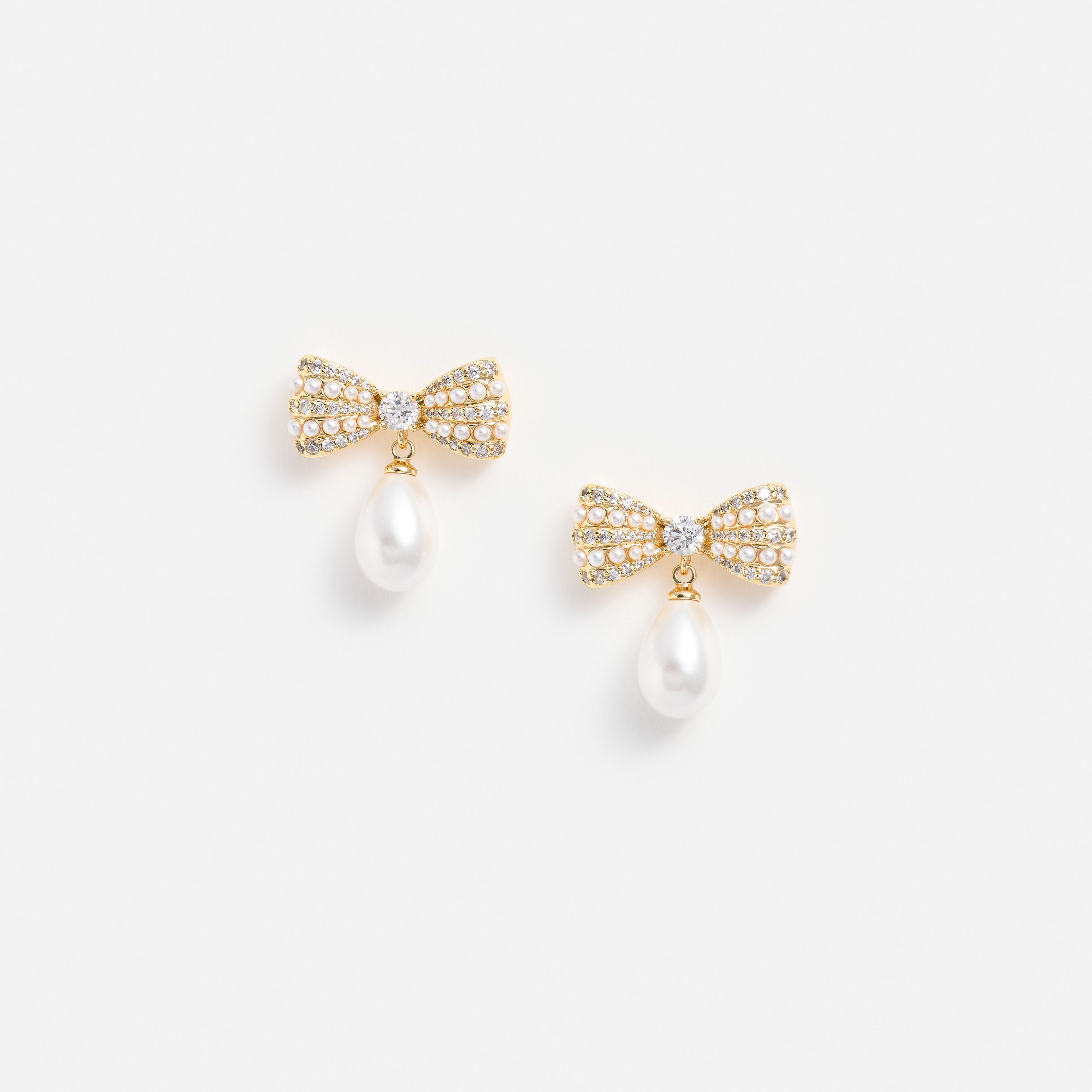 Self Portrait Gold Crystal Bow Pearl Ohrringe Gold One Size