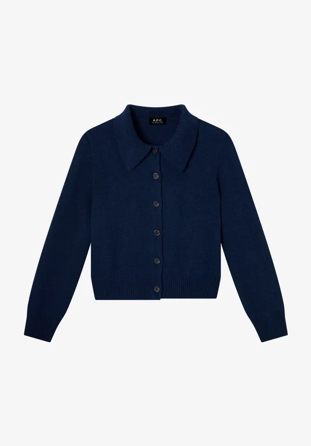 A.P.C. Wollcardigan M marineblau mit Kragen
