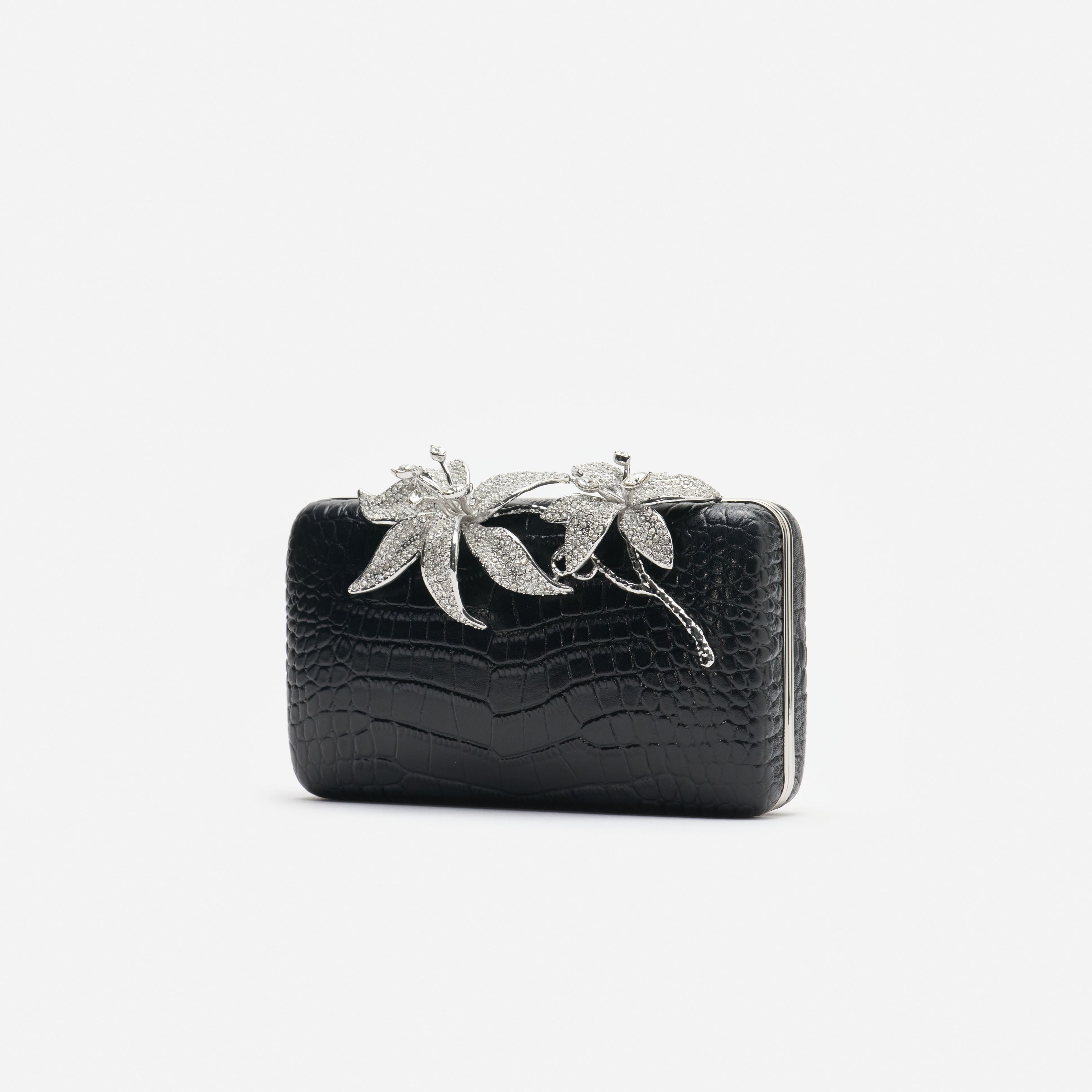 Self Portrait Handbags Black Croc Clutch Tasche Schwarz Kristall