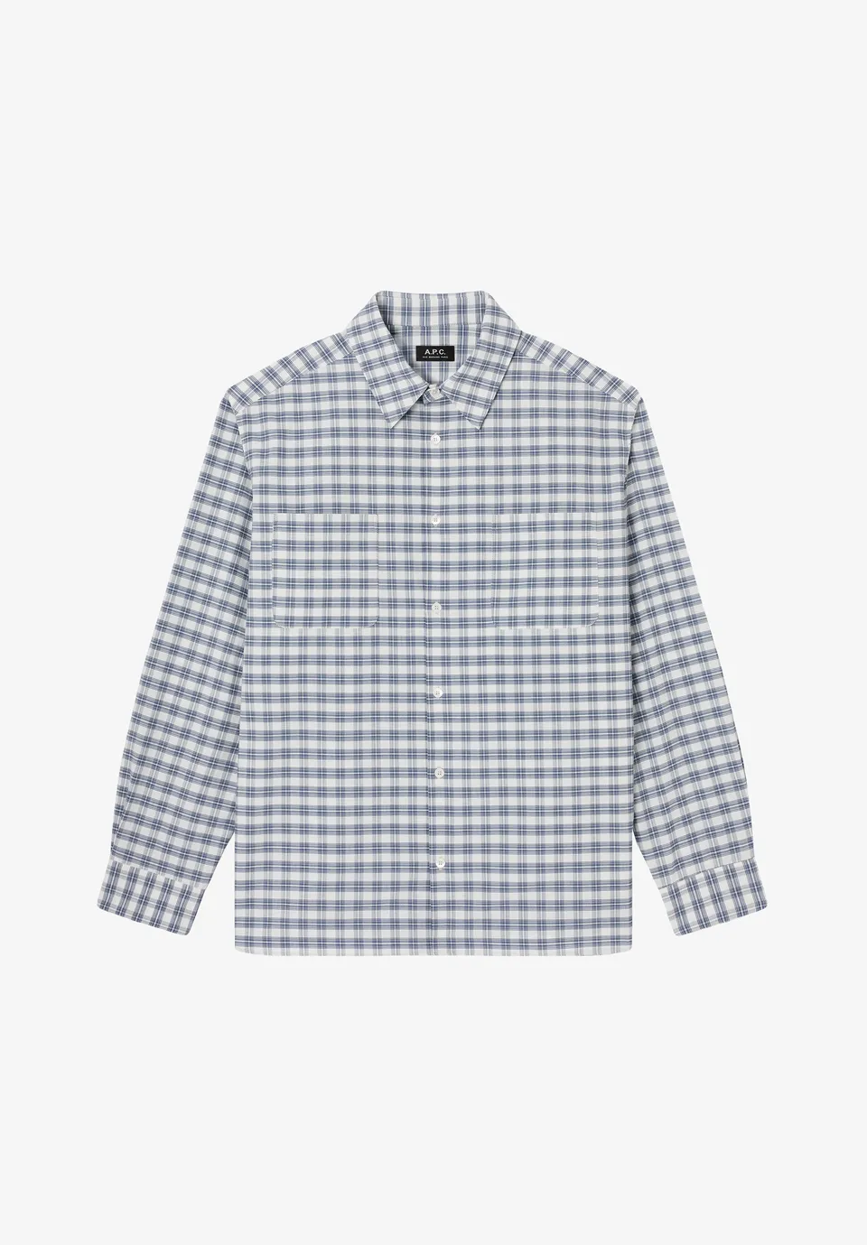 A.P.C. Hemd Ecru Blau Karo Bio-Baumwolle Herren