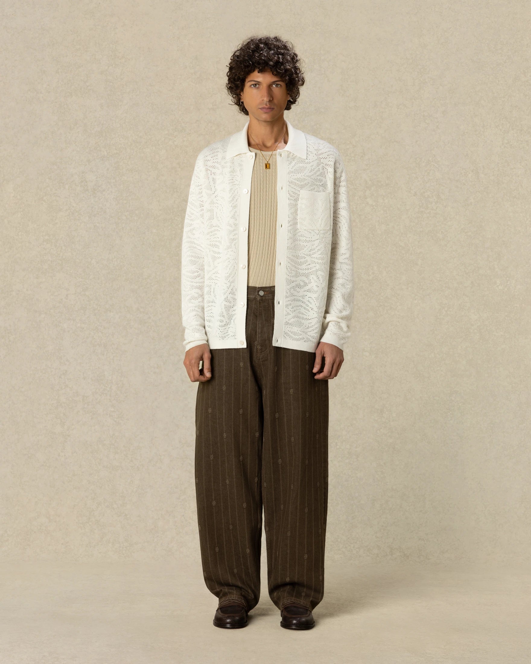 Drôle De Monsieur Lace Strickpolo offwhite Wolle