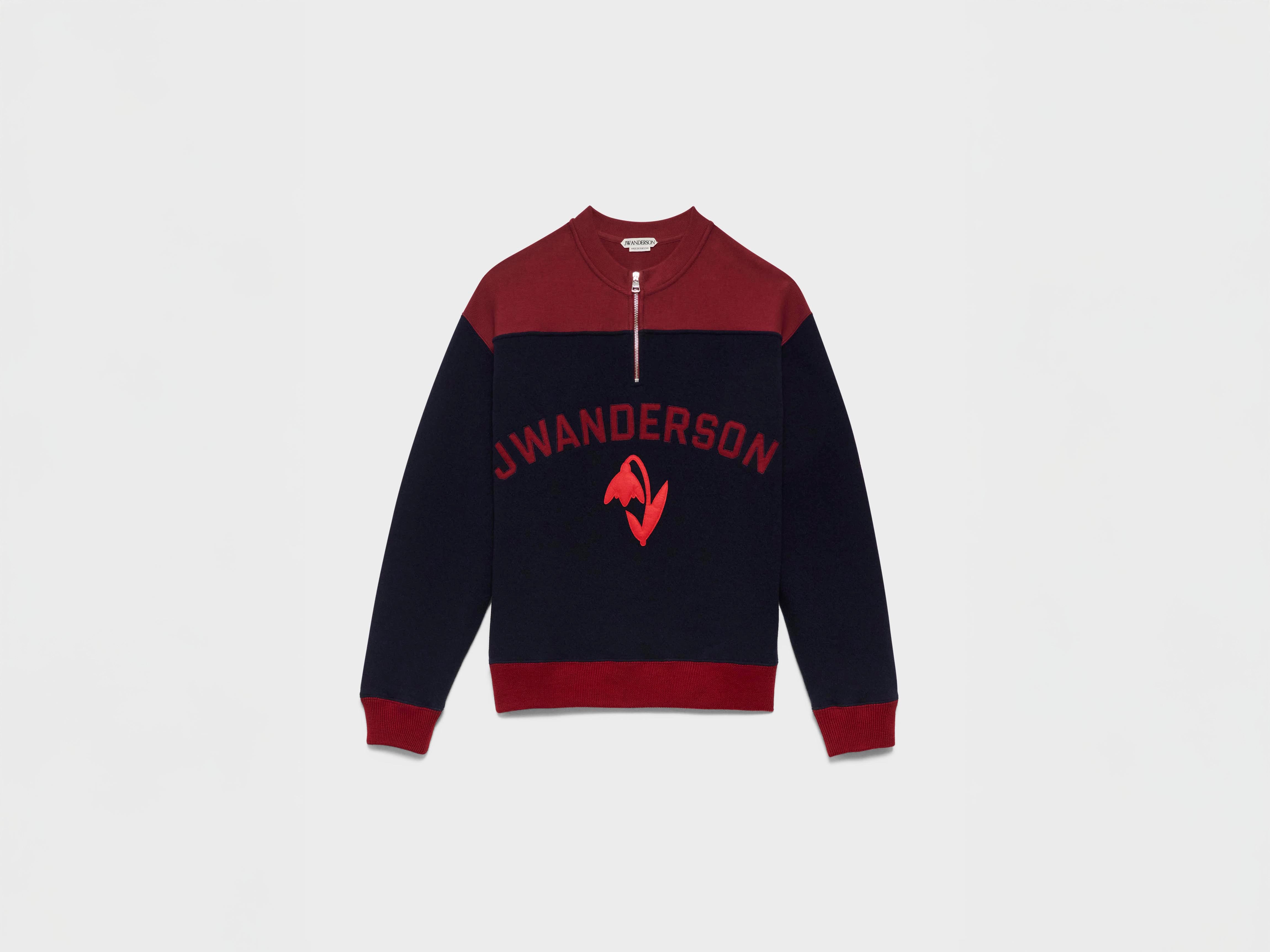 J.W.Anderson Half Zip Sweatshirt Navy Melange Herren