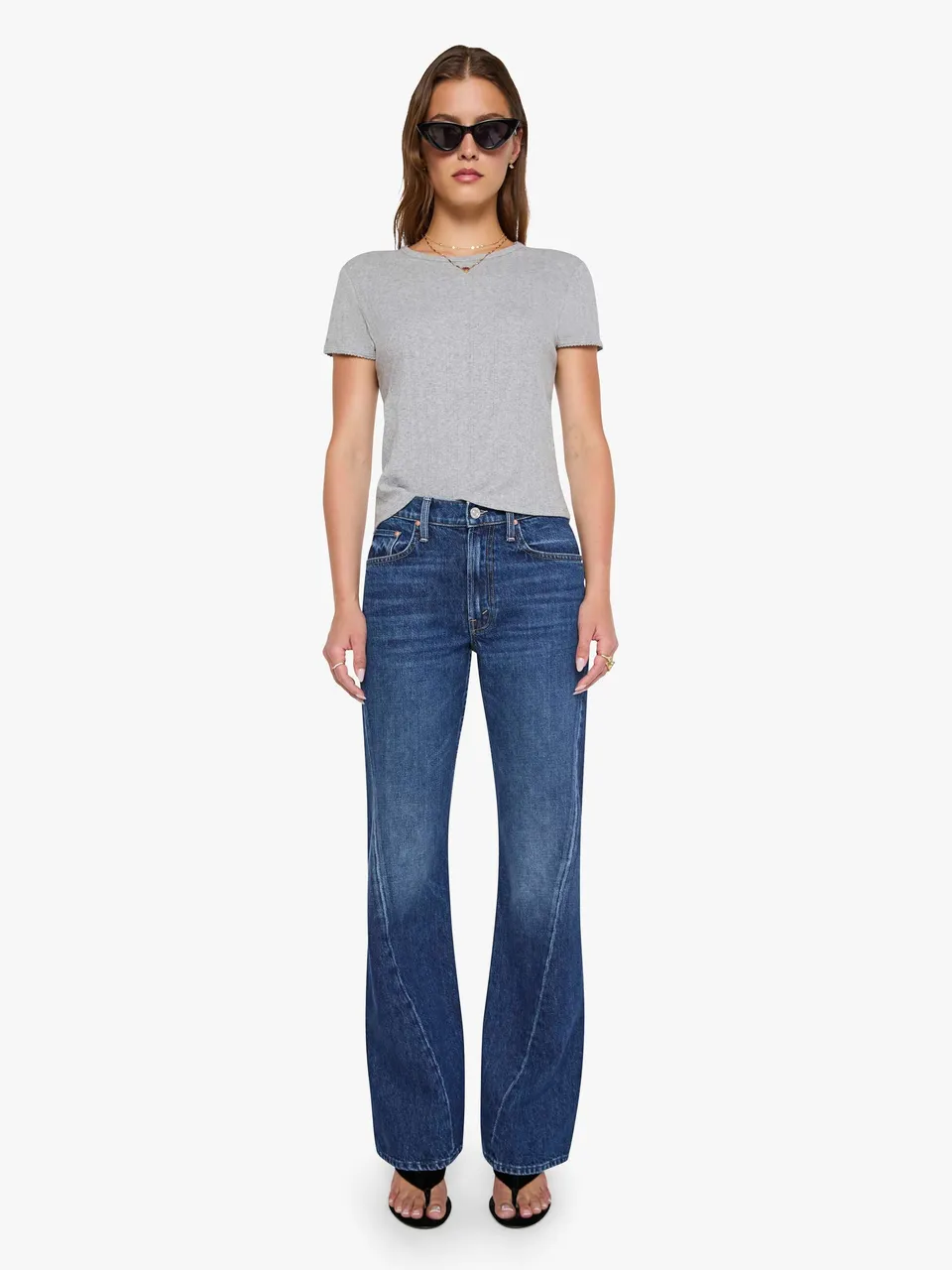 Mother The Bookie Twist Sneak Damenjeans Dunkelblau