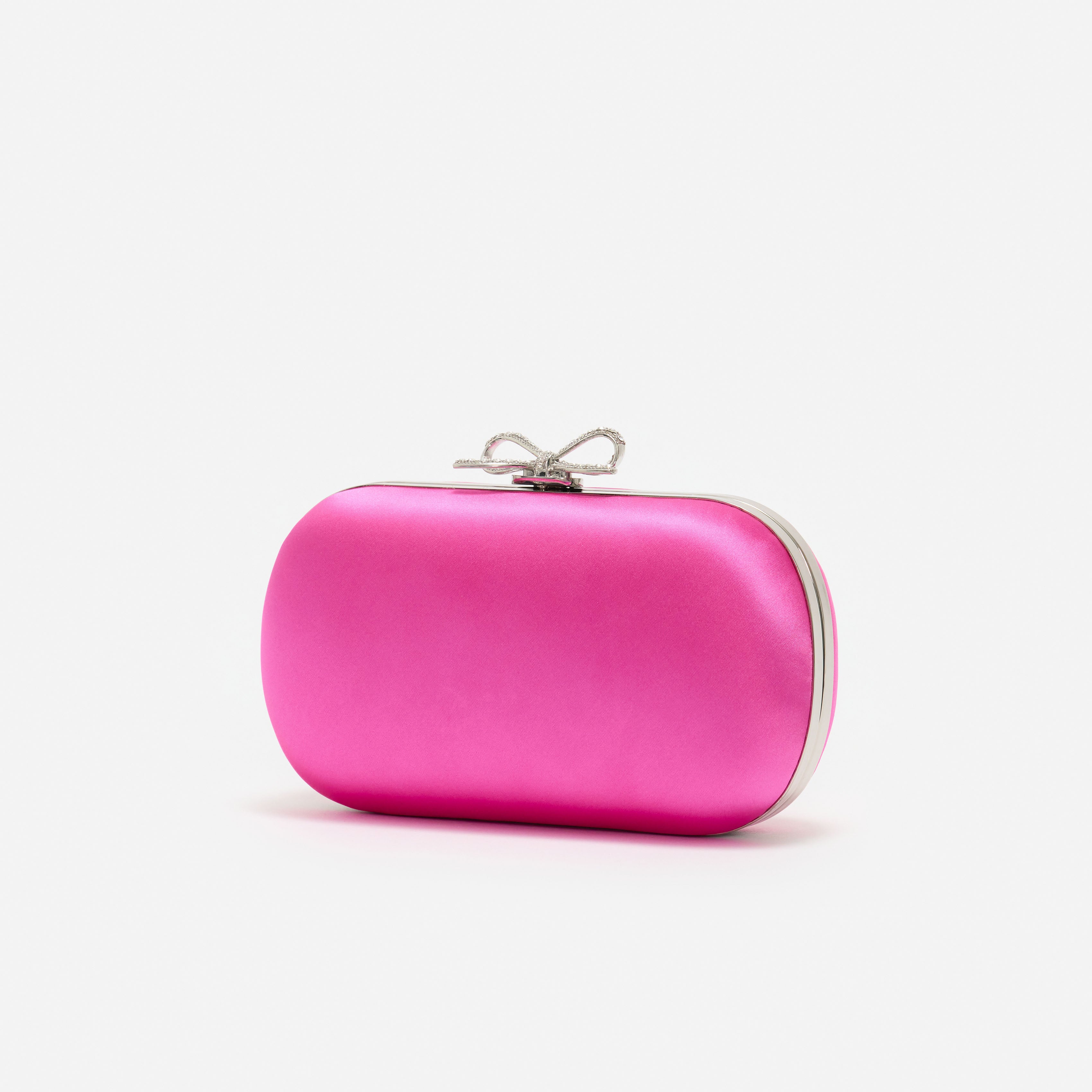 Self Portrait Bright Pink Satin Clutch Rosa Mini
