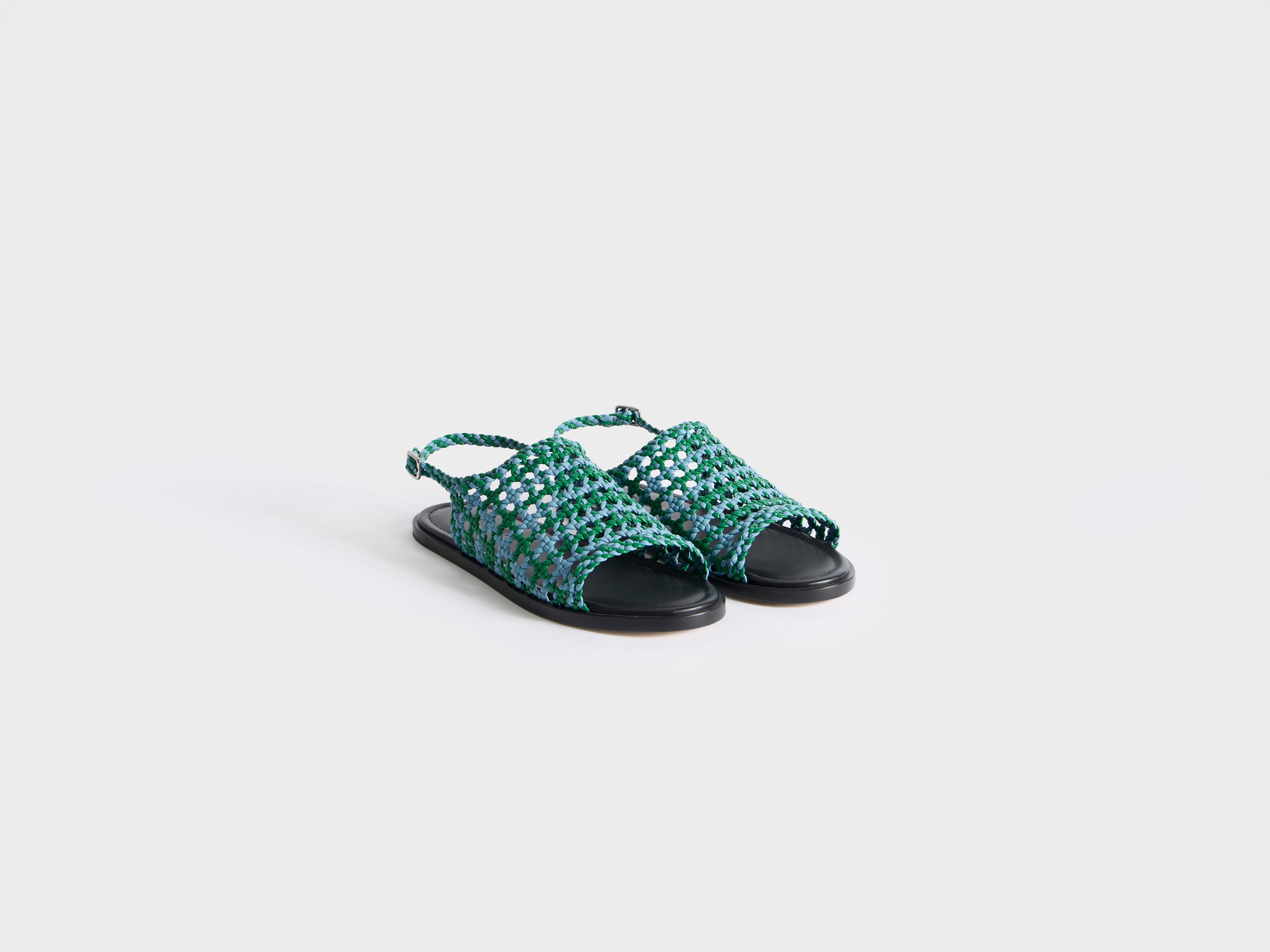 J.W.Anderson Woven Leather Sandal Blau Grün Nappa