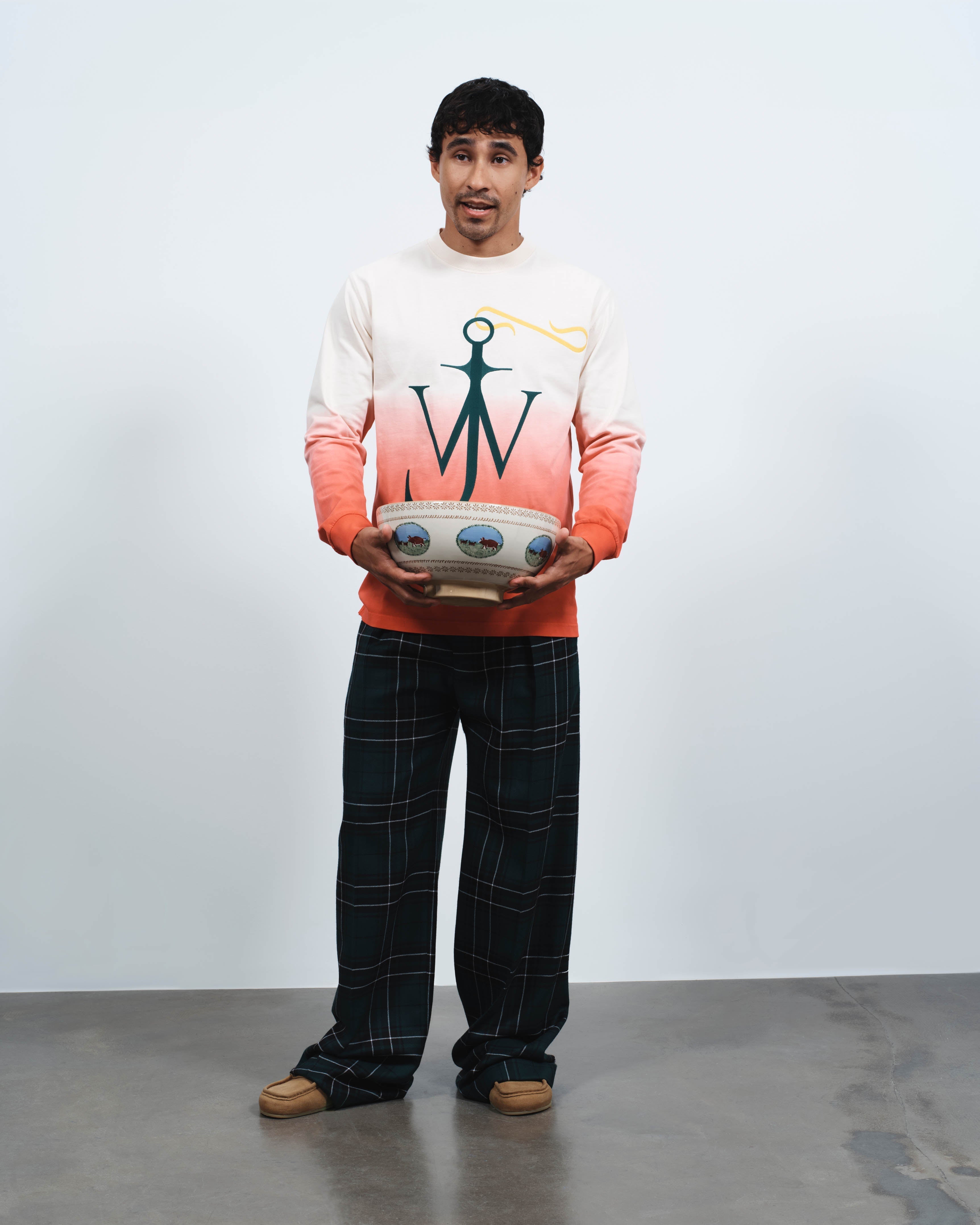 J.W.Anderson Dip Dye Anchor Longsleeve Off-White/Red Herren