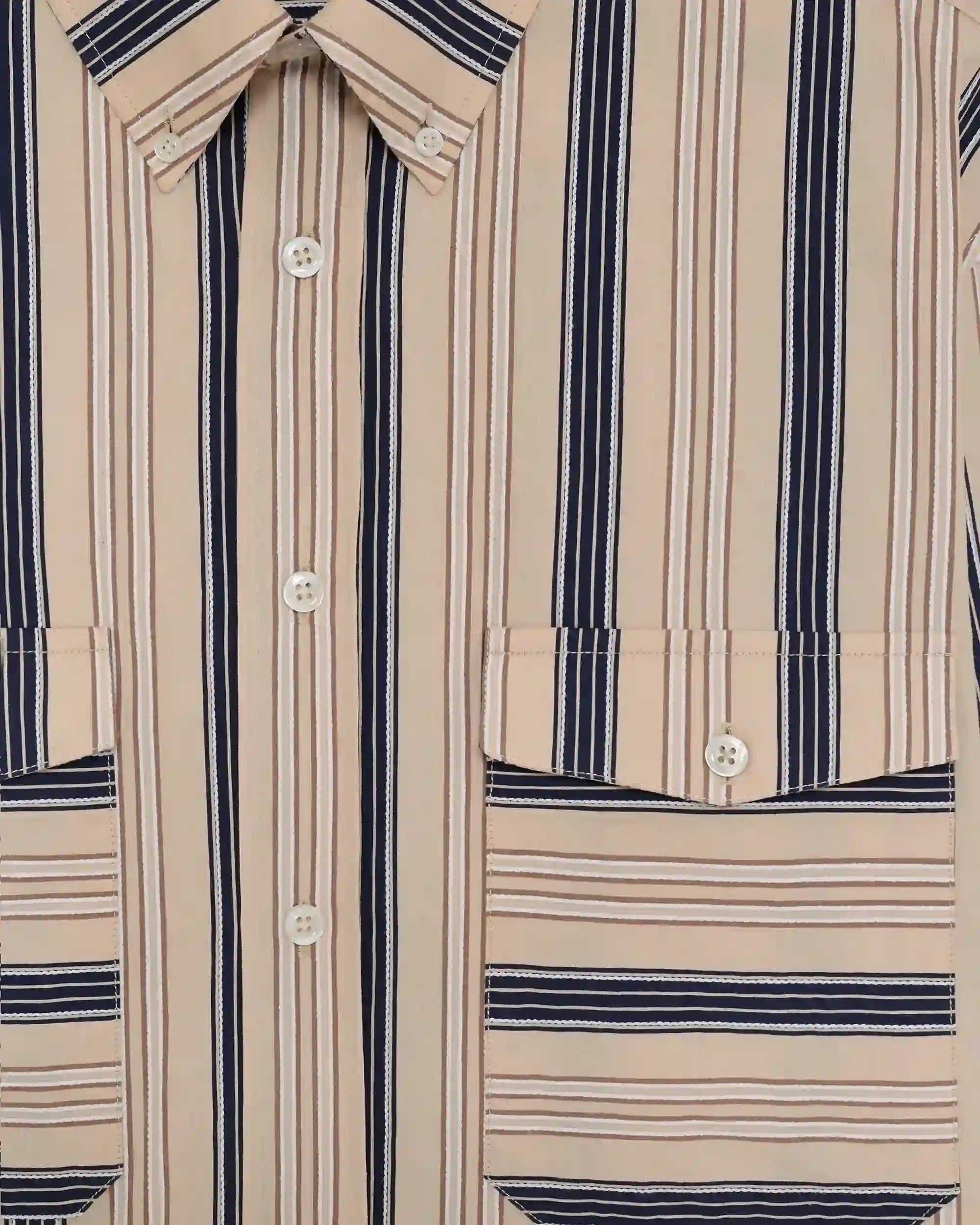 Drôle De Monsieur Chemise Rayée Hemd beige gestreift