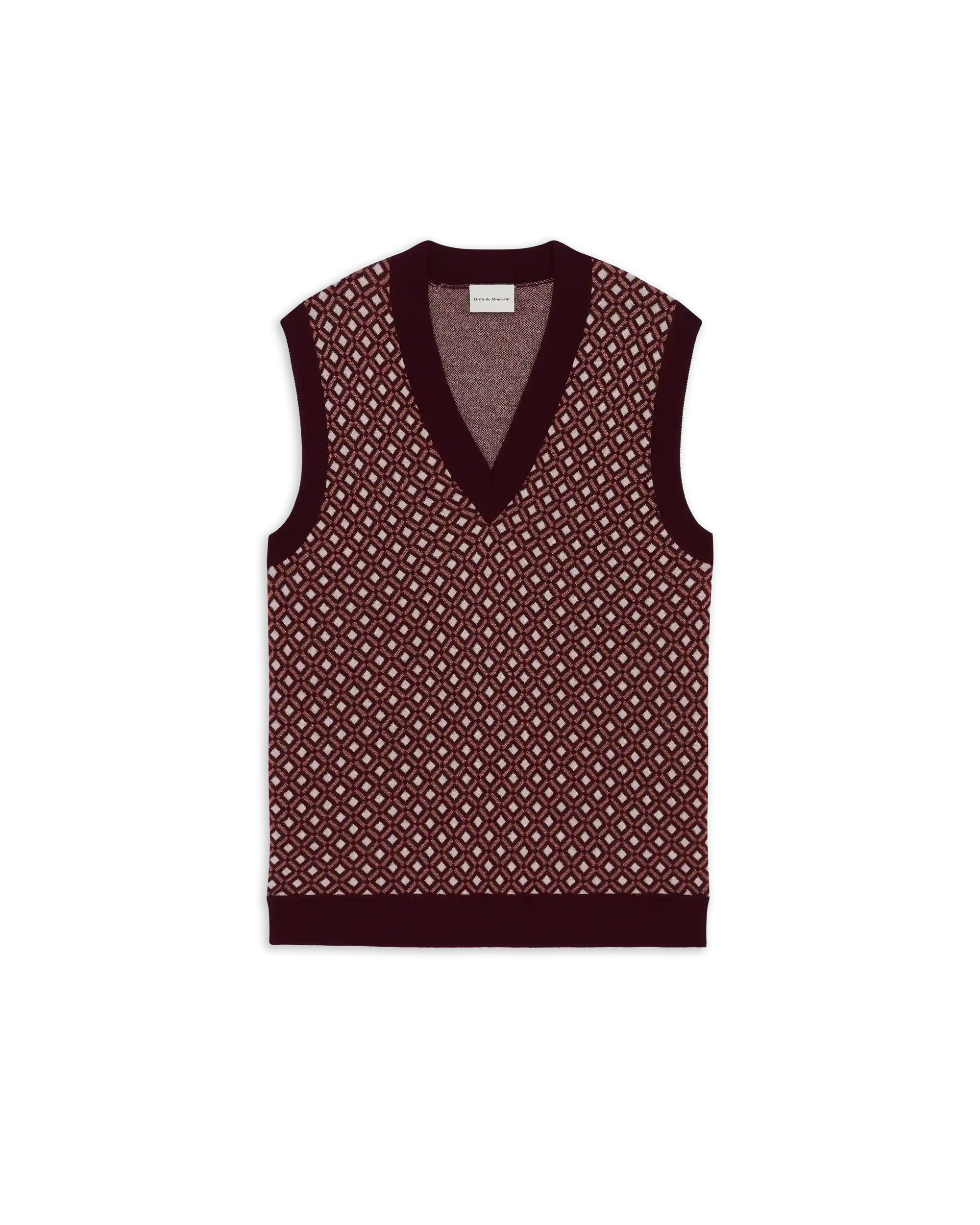 Drôle De Monsieur Sleeveless Knit Vest Jacquard braun Wolle