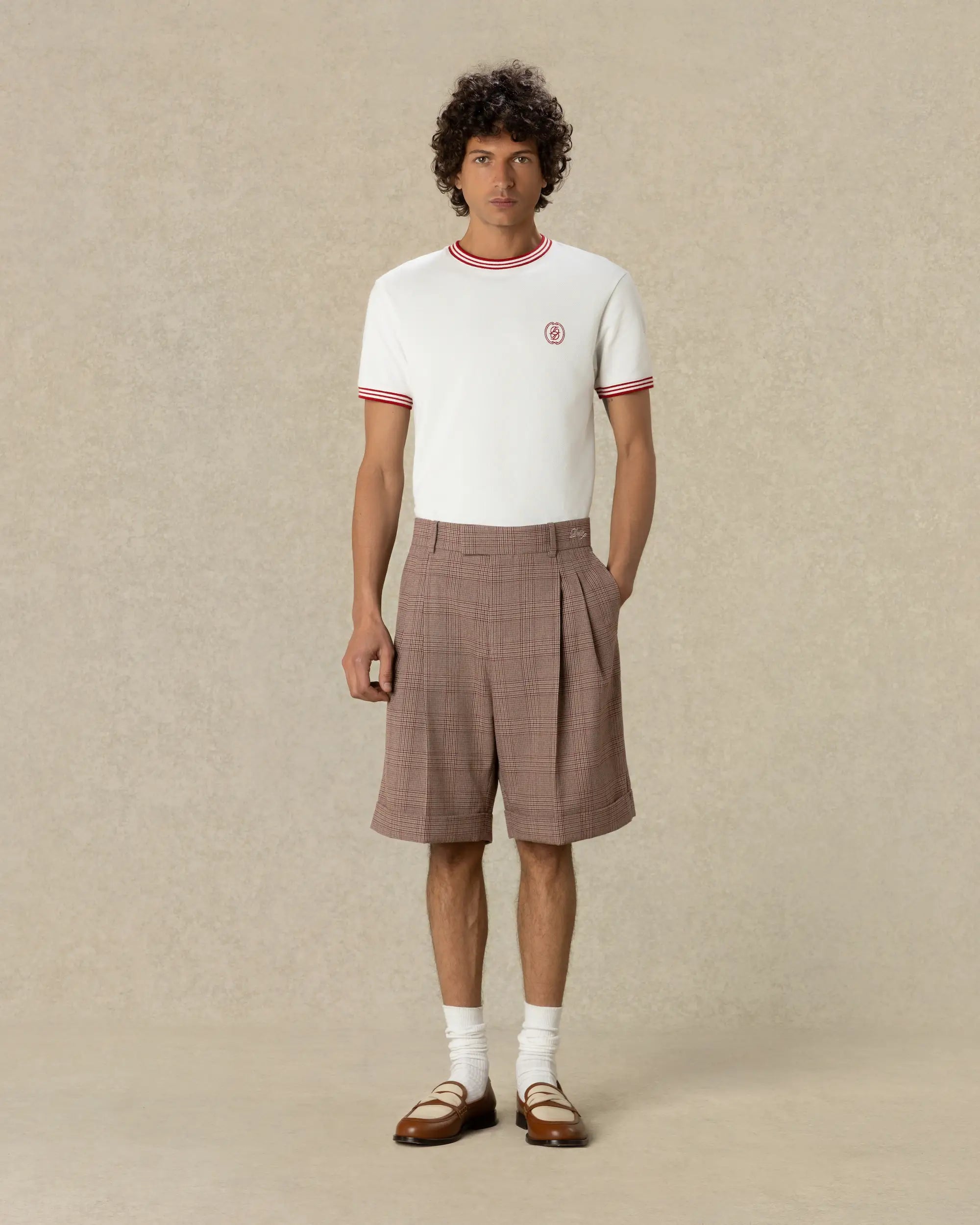 Drôle De Monsieur Prince Of Wales Tailored Shorts braun Wolle