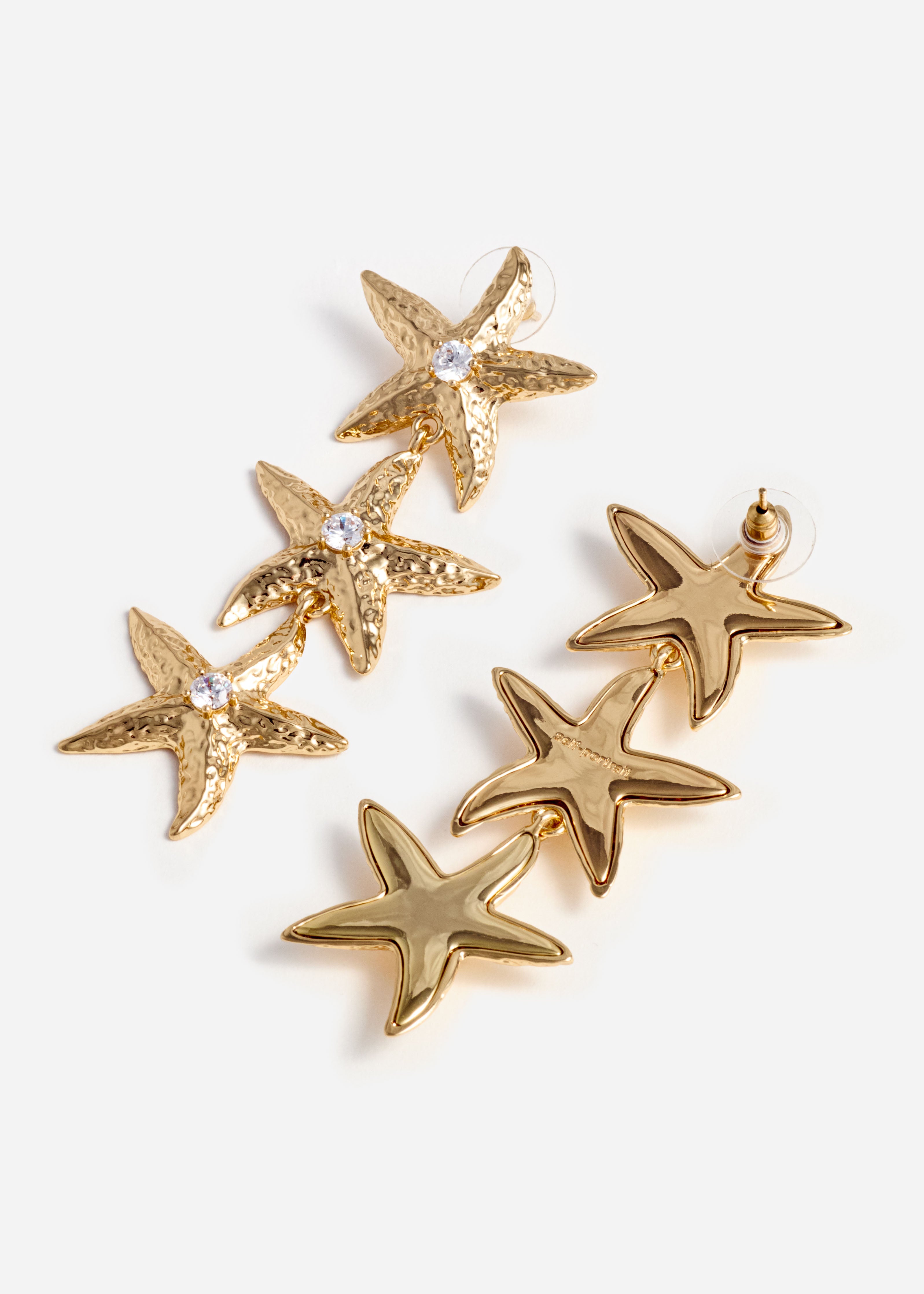 Self Portrait Mottled Gold Sea Star Ohrringe Kristall