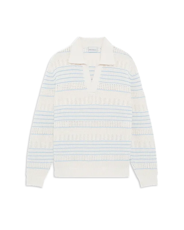 Drôle De Monsieur Knitwear Strickpolo Offwhite Wolle