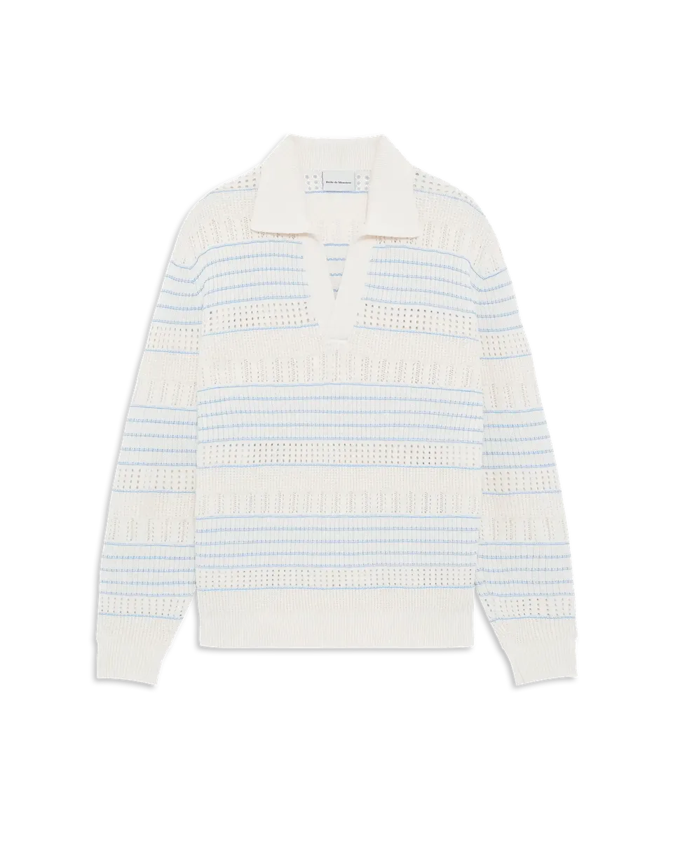 Drôle De Monsieur Knitwear Strickpolo Offwhite Wolle