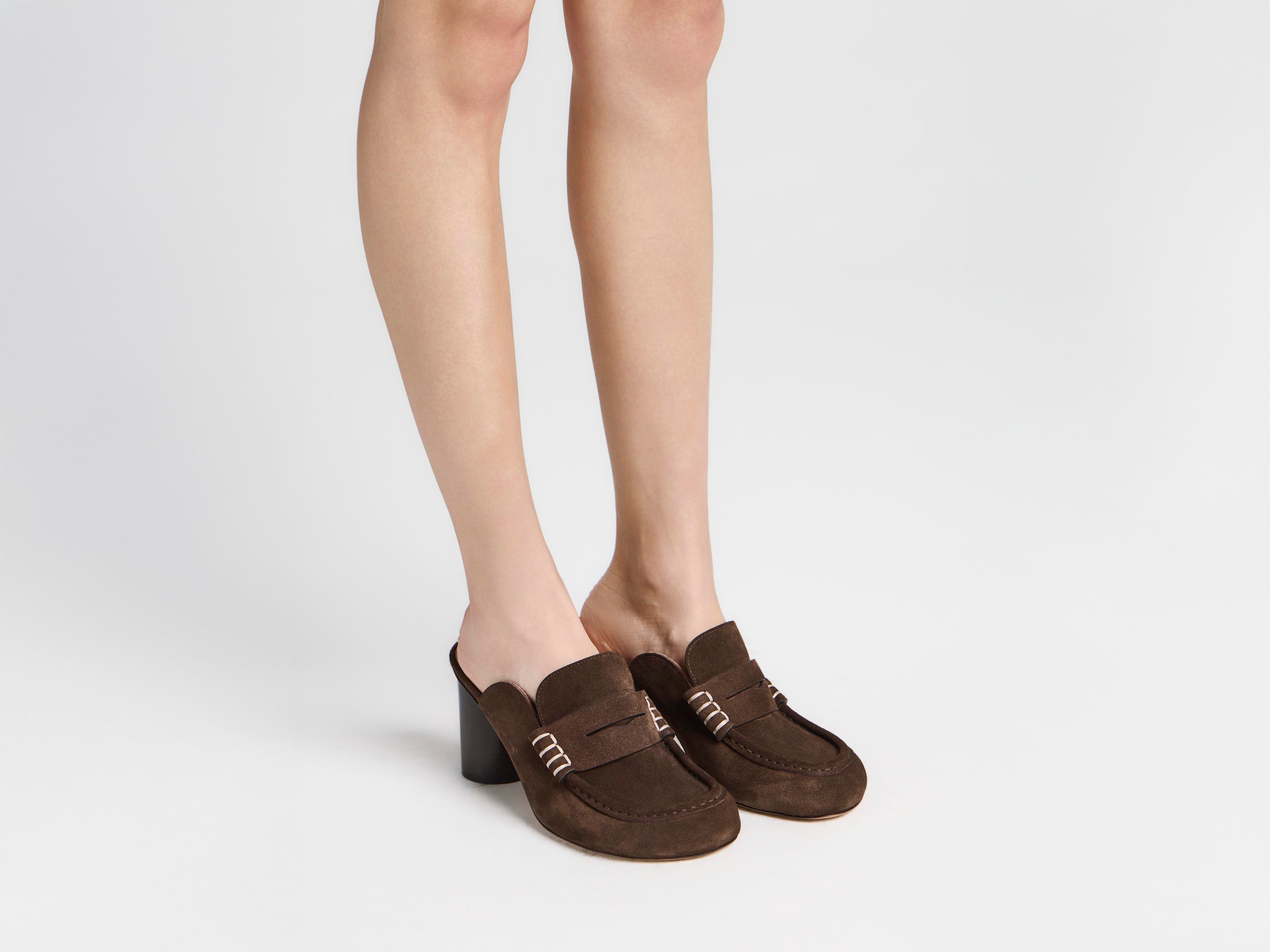 J.W.Anderson Shoes Heeled Loafer Mule Braun Wildleder