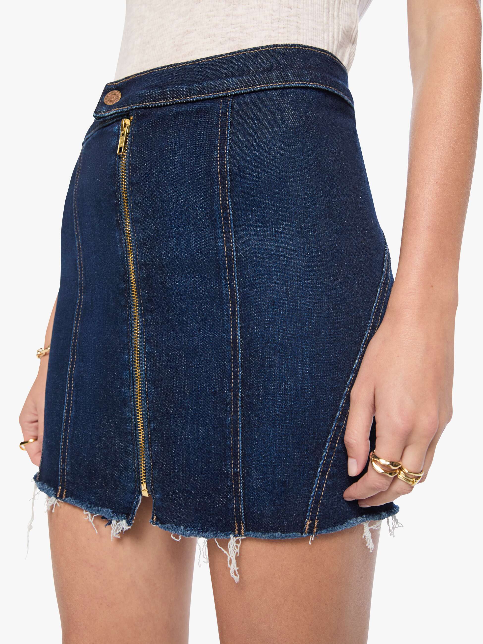 Mother The Racer Vagabond Mini Jeansrock Hard Stop Honey dunkelblau