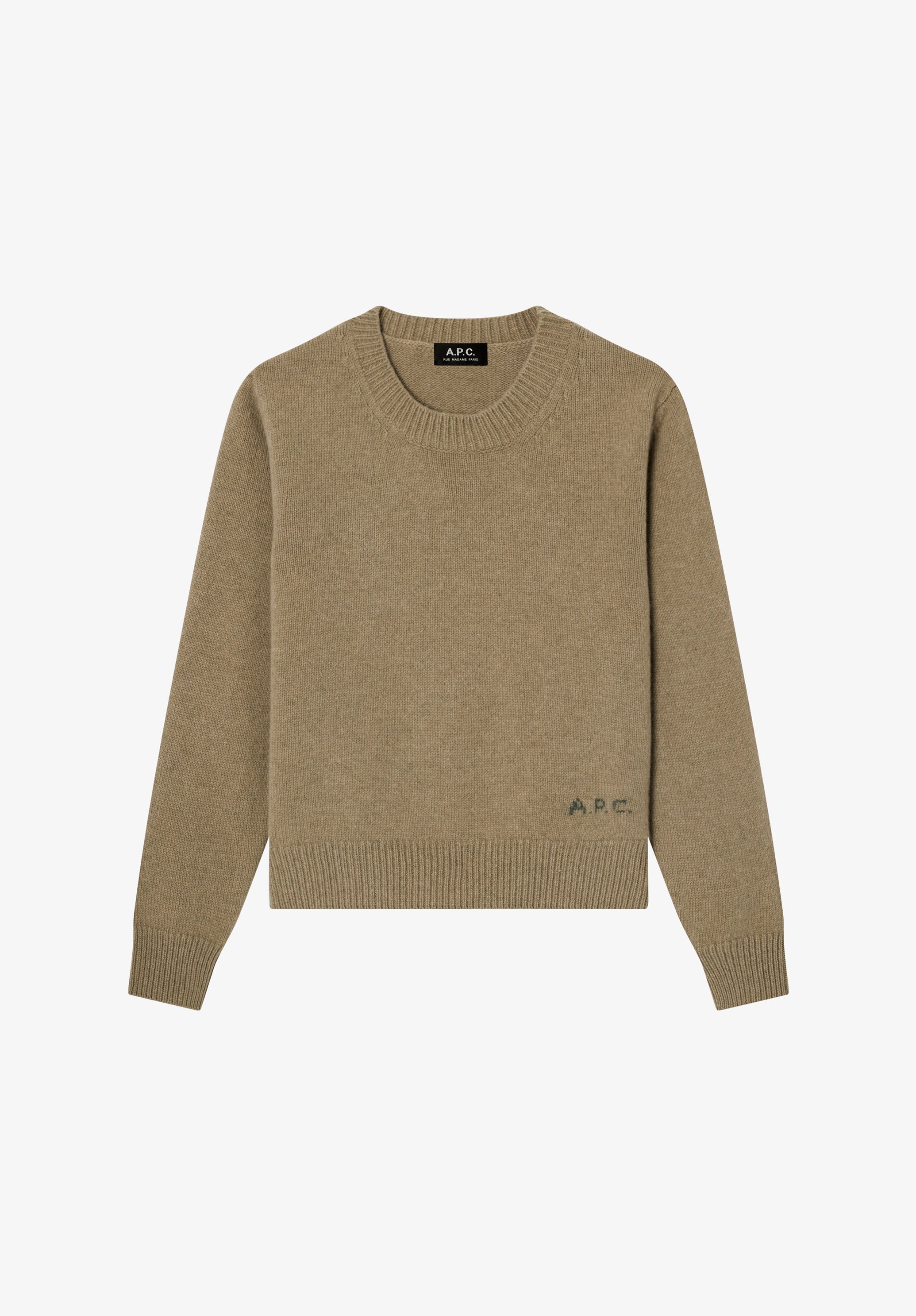 A.P.C. Boxy Wollpullover beige Rundhals M